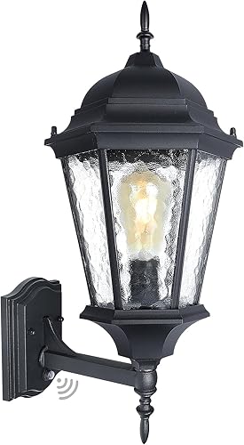 Luces de pared al aire libre de 17 pulgadas de alto, lámpara de pared negra para patio, porche, montaje en pared, 1 paquete de iluminación de pared