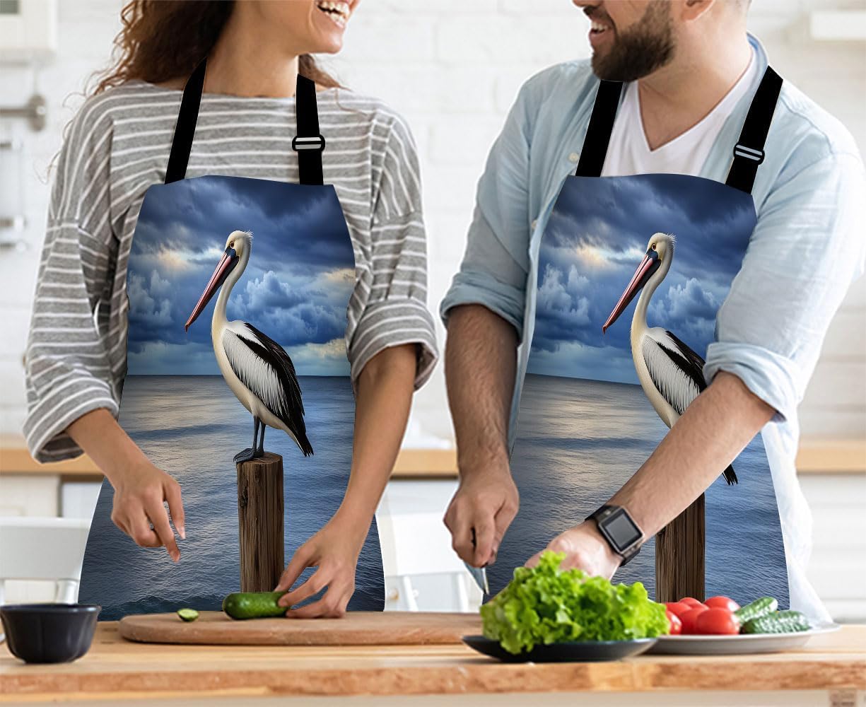 Kitchen Cooking Apron Lighthouse With Sunset Apron Home Baking Chef Apron Waterproof For Women Men 31X27 Inches image 3