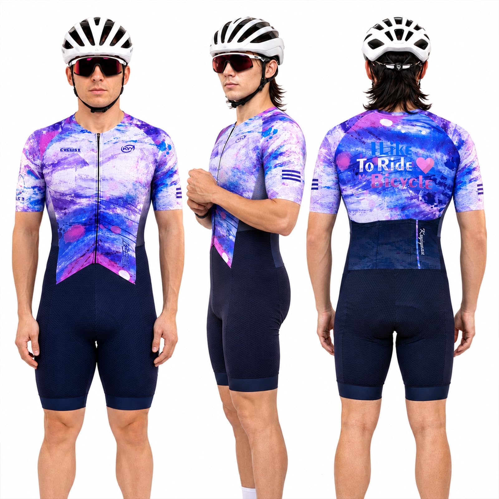 Herren Kurzarm Radsport Skinsuit – Wettkampf-Sitzpolster, UV-Schutz