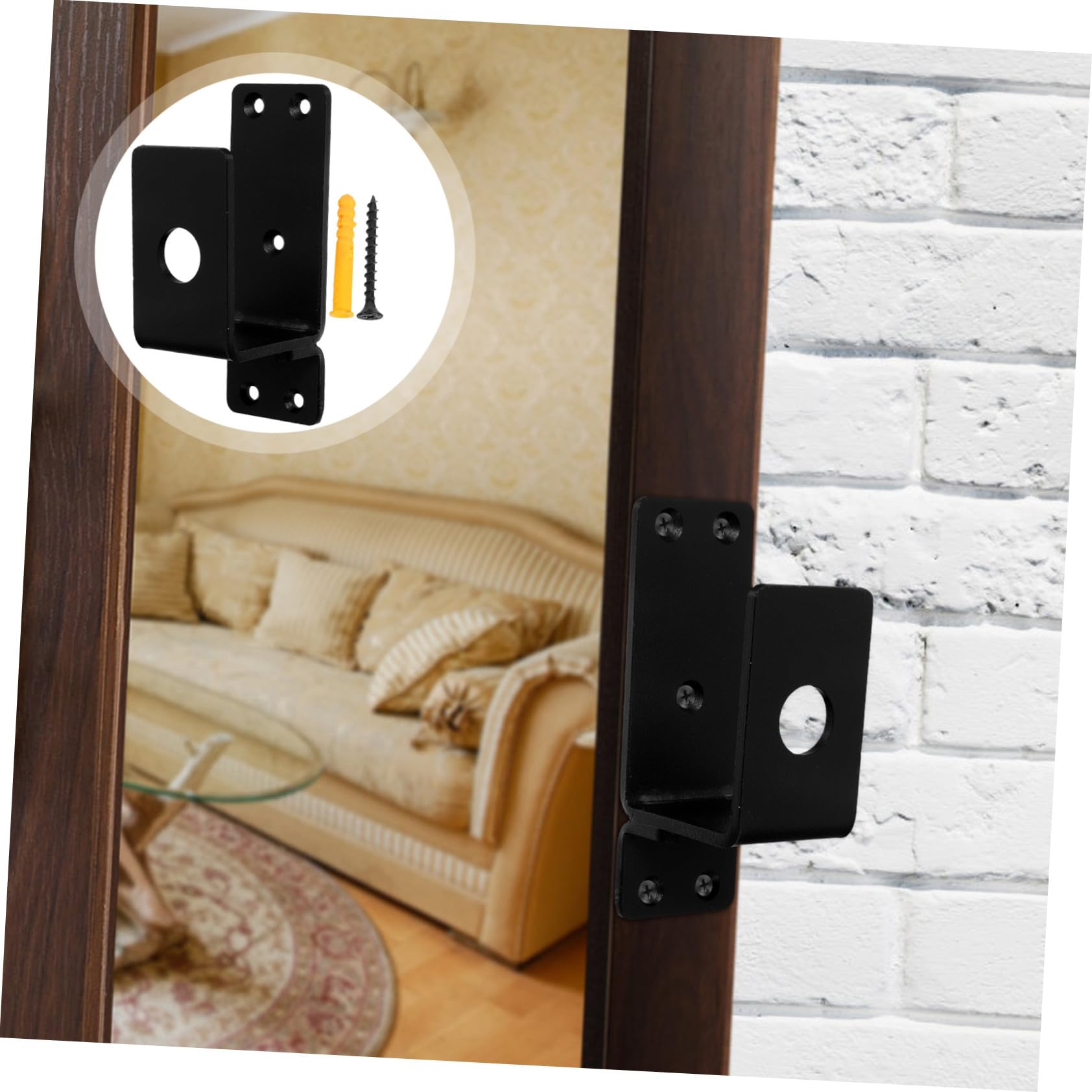 Garneck Soporte de Puerta en Acero al Carbono Barra de Seguridad en Forma de U para Puerta Pesada, Instalación Sencilla Adecuado para Seguridad Hogar