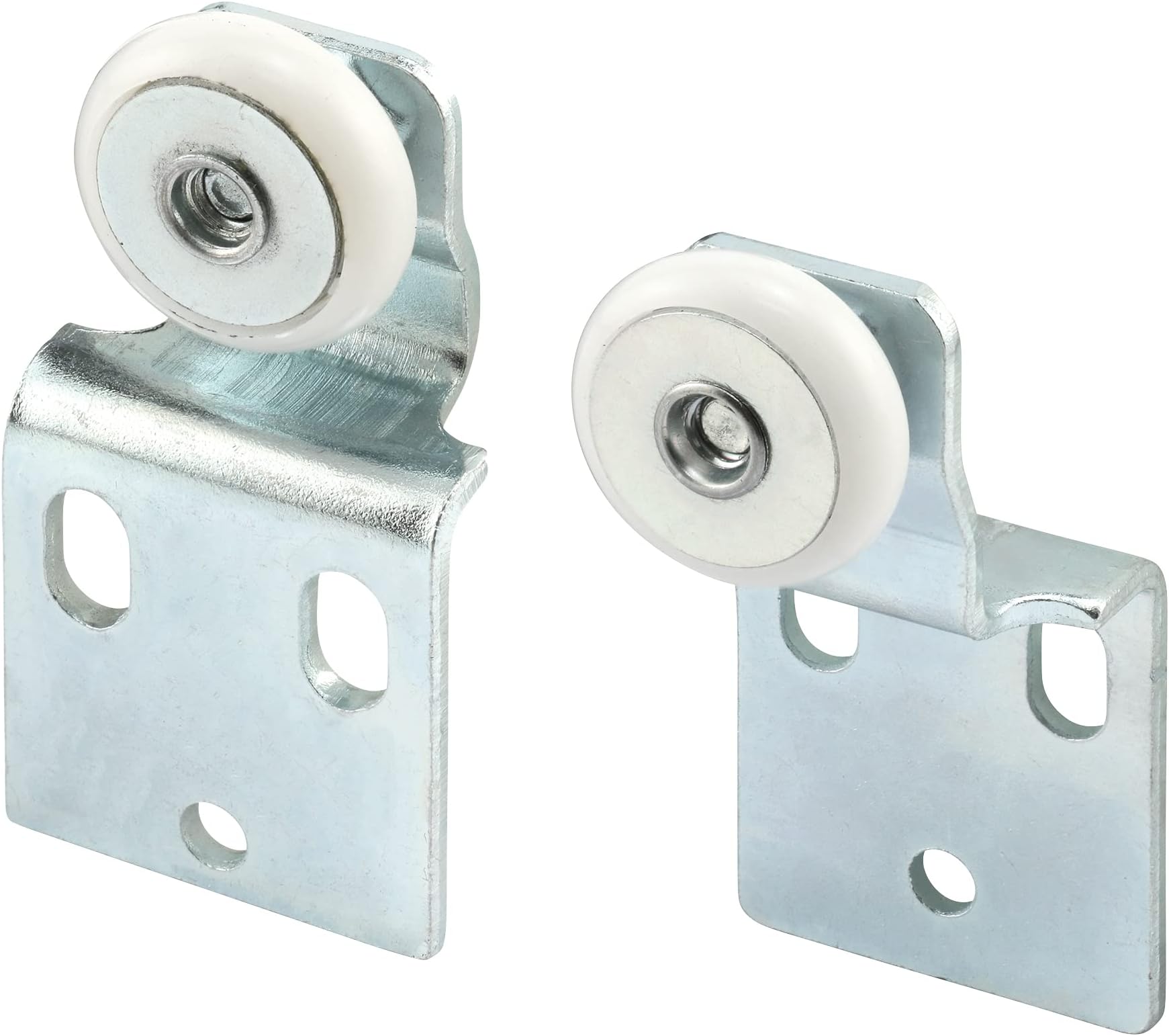 Prime-Line N 7533 Sliding Closet Door Roller Kit, 3/4 in. Wheel Diameter, Convex (Round) Edge Plastic, Stamped Steel Construction, Includes 3/8 in. and 1/2 in. Offset Pairs, Pack of 4, Zinc