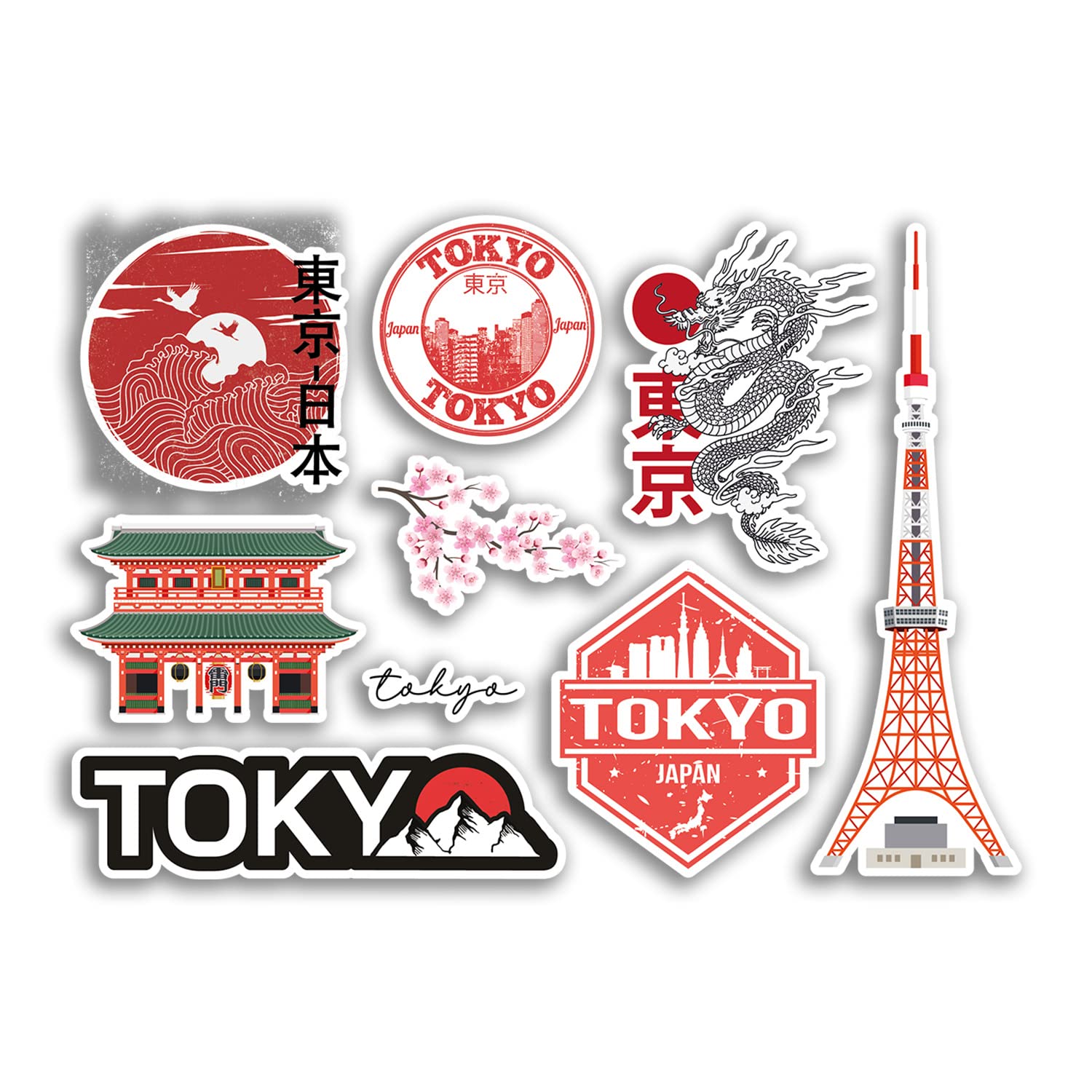 Dv Design Multi A5 Sticker Sheet Tokyo Vinyl Stickers - City Japan Japanese Stamps Landmarks Culture Holiday Travel #78504