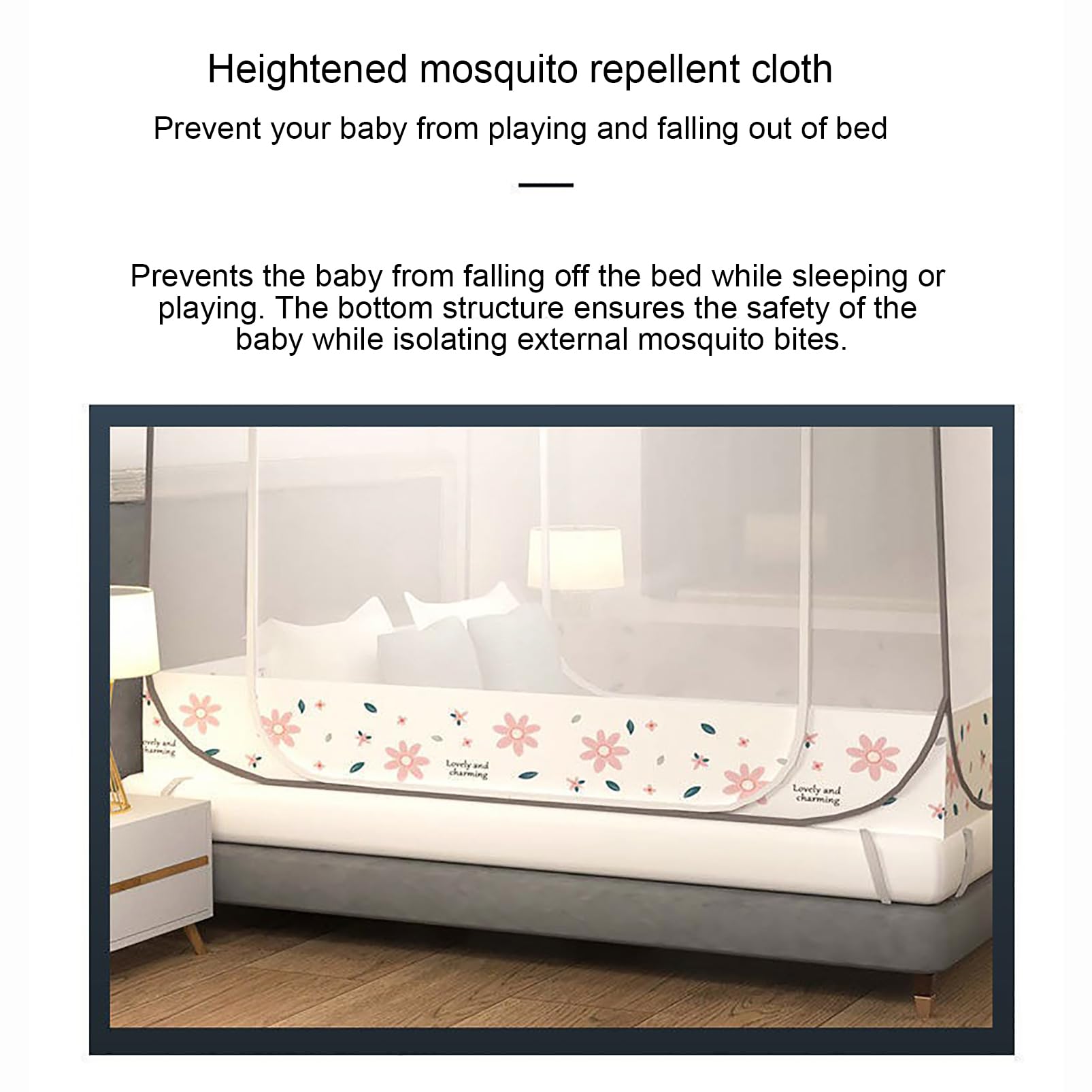 CUTTE Moustiquaire Pliable Auvent de Lit Tente Pop-Up Respirante et Résistante à la Lumière Tente de Lit pour Enfants Tentes de Rêve pour Filles Moustiquaire,F,90x190cm