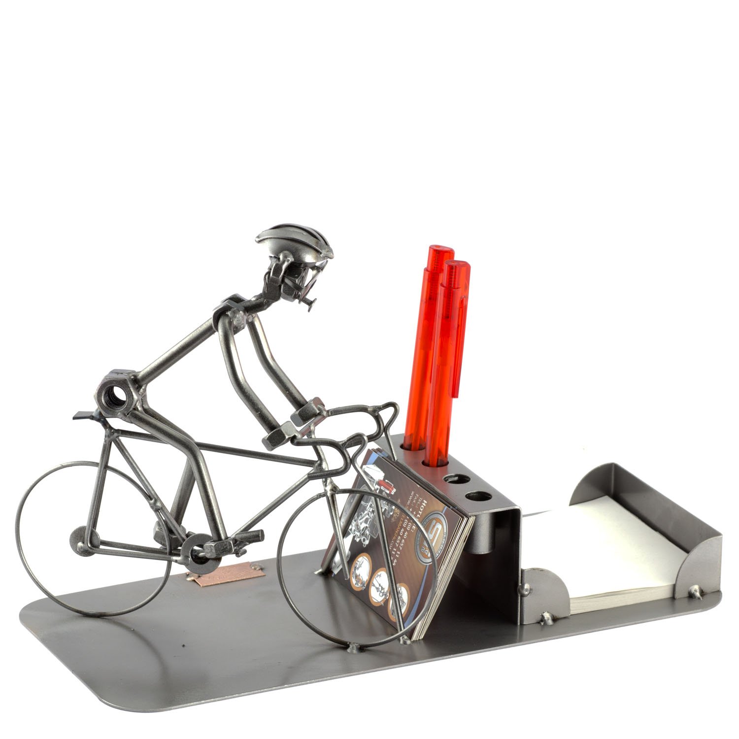 Steelman24 I Omini di Viti Bici da Corsa, Organizer da Scrivania I Idee Regalo Originale I Soprammobili in Metallo I Modellino
