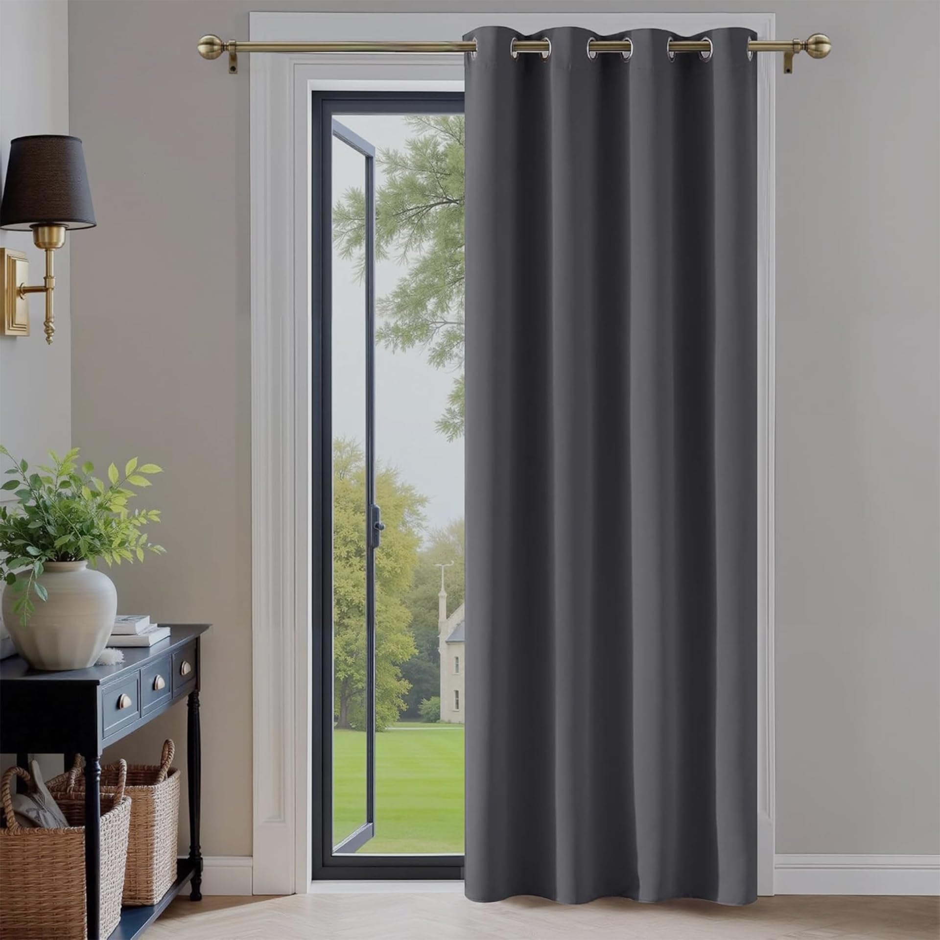Thermovorhang mit Ösen 1 Stück 120 x 210 cm Thermovorhang Hitzeschutz Schöner Weicher, Sichtschutz Größe Und Farbe Wählbar, Grau