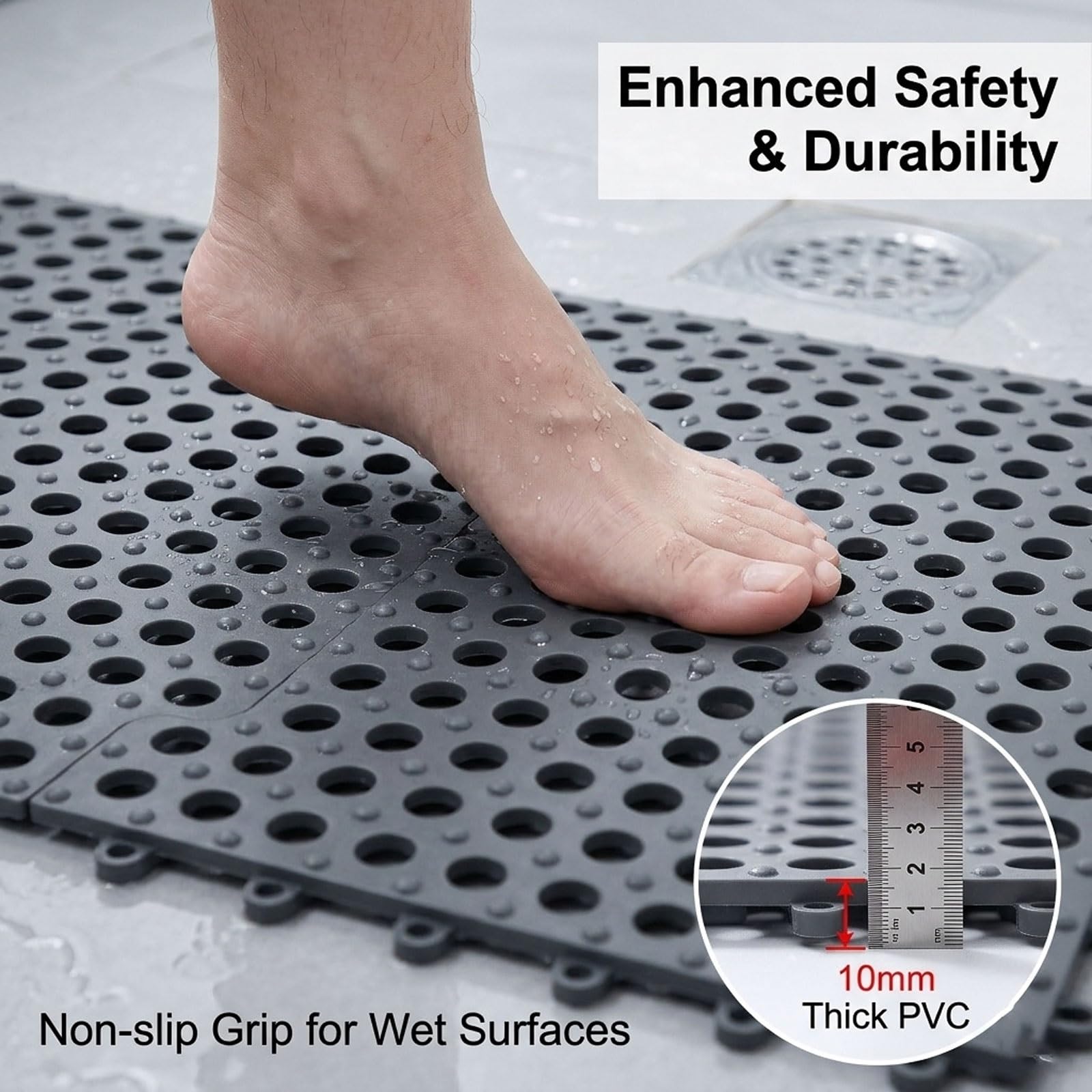 Alfombra De Ducha Antideslizante Baldosas De Bañera Impermeables Entrelazadas con Orificios De Drenaje Alfombras De Suelo Personalizables For Baño Piscina Cocina Gimnasio(Rosa,120g)