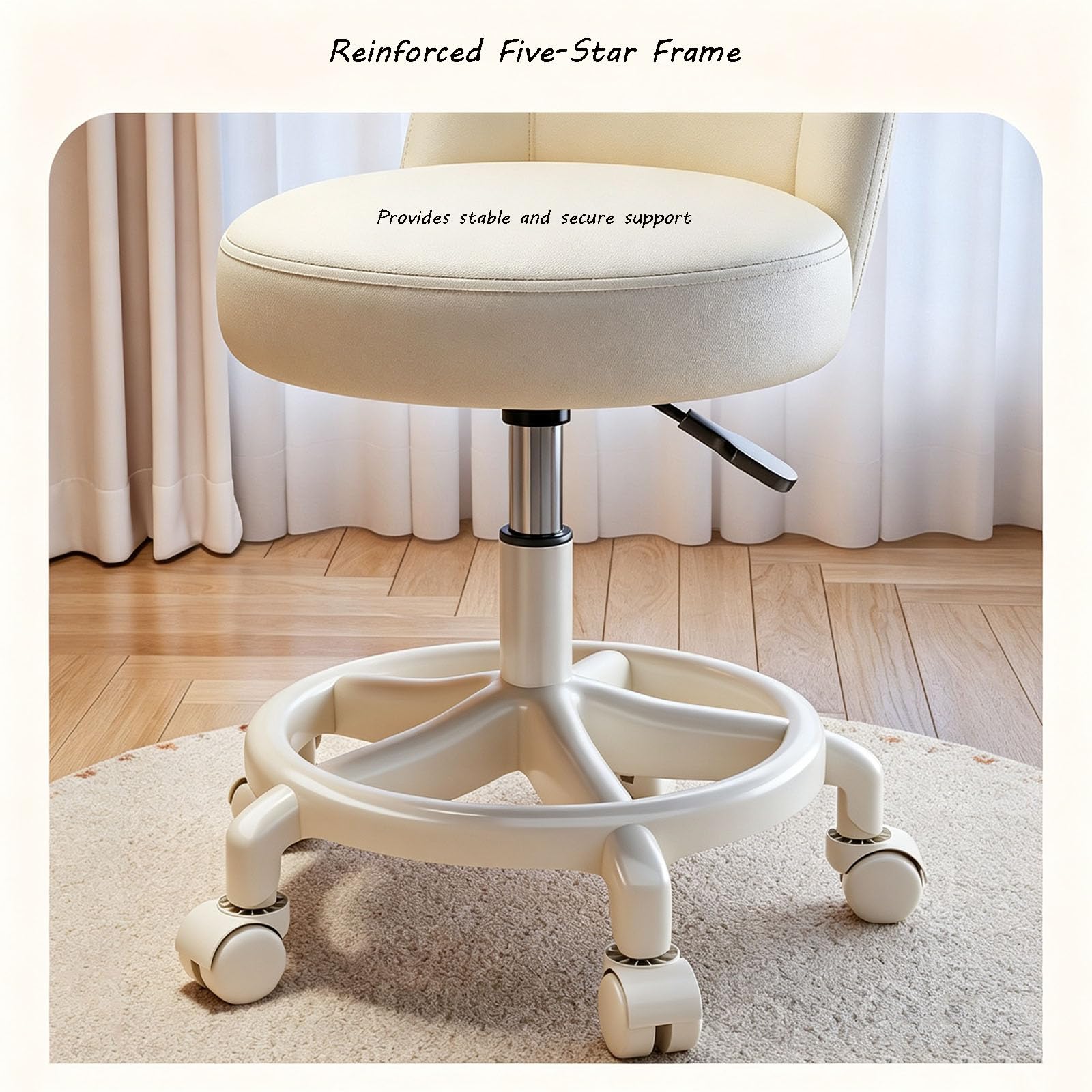 Taburetes Giratorios con Reposapiés, Silla con Ruedas (Grey,Bstyle-5star Foot)