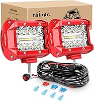 Nilight 2PCS 60W 4 Inch Triple Row LED Light Bar Spot Flood Combo Pods w/ Wiring Harness Kit for Off-Road Trucks ATVs SUVs Boats