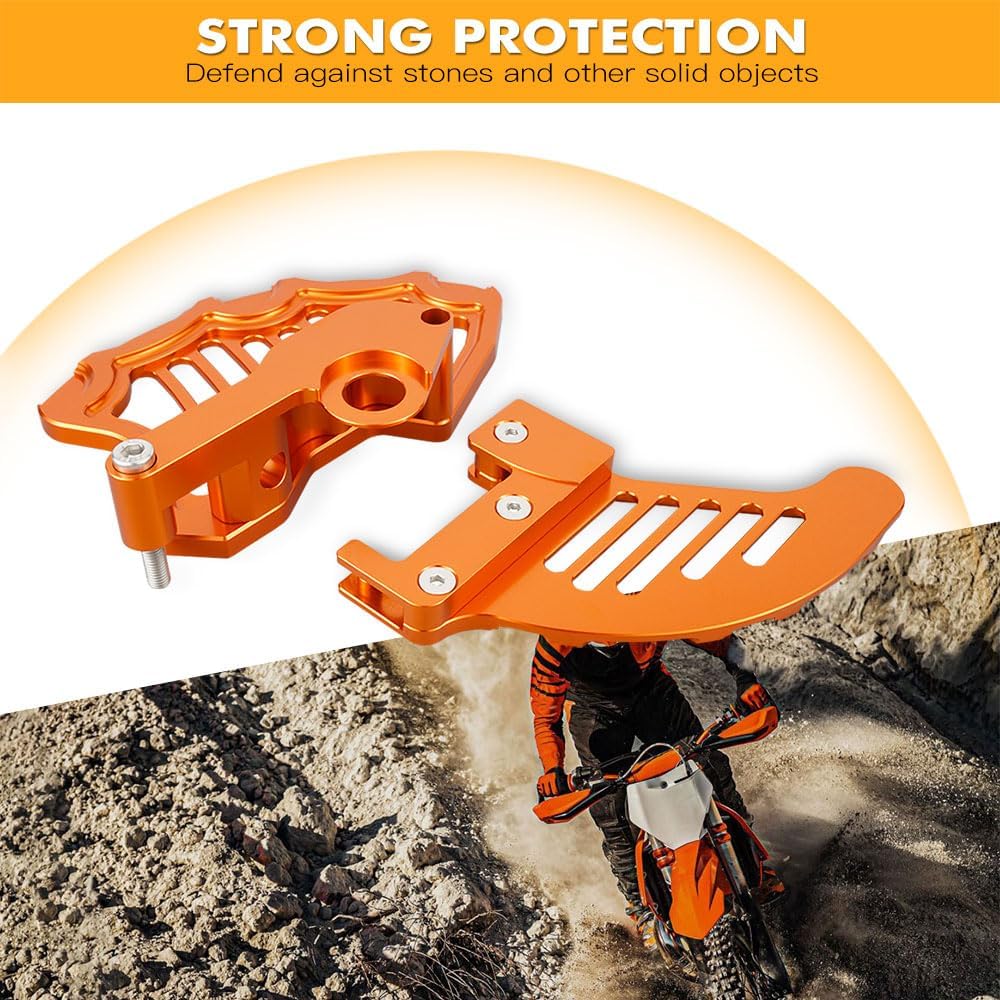 NICECNC Orange Front & Rear Brake Rotor Disc Cover Protector Compatible with KTM 125-500 SX/SXF/XC/XCF/EXC/EXCF/XCW/TPI/SD/6D 2016-2022 125-450 XC/XCF/SX/SXF 2015 See Fitment