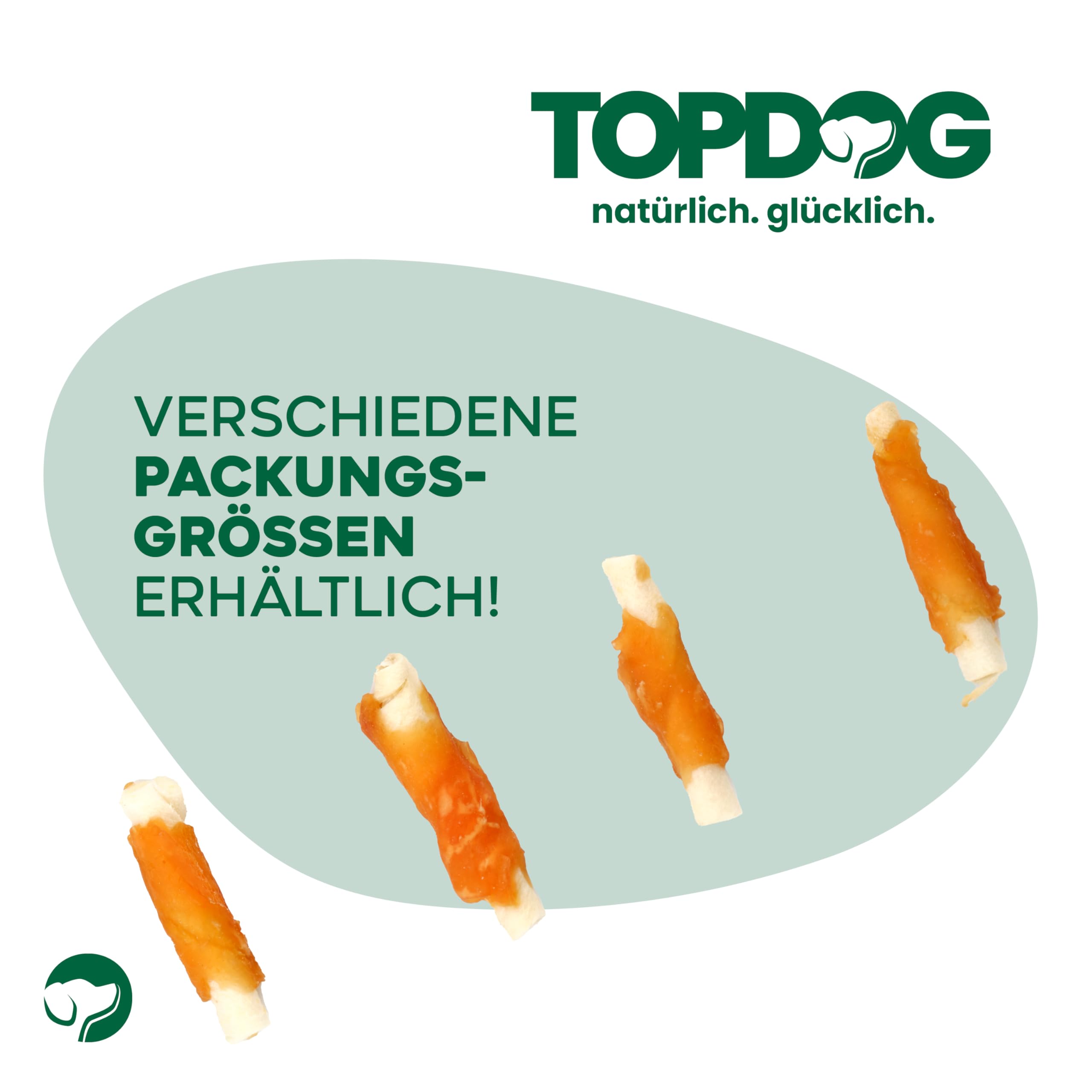 Topdog Kaustangen Hund klein im Hähnchenfiletmantel 24 x 70g - Mini Hunde Kaustangen mit Huhn - 100% natürlich - Für große und kleine Hunde - Idealer Hundesnack mit Geschmack und Pflege