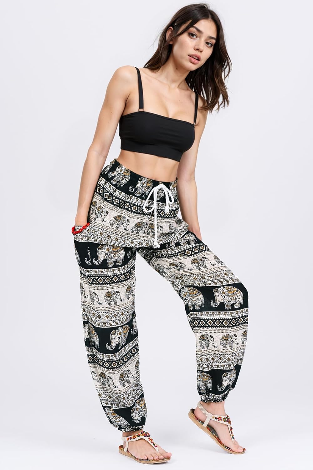 Boho Harem Pants for Women – Lightweight Cotton Rayon Yoga Lounge Trousers with Drawstring Waist for Travel & Festival - Image 4
