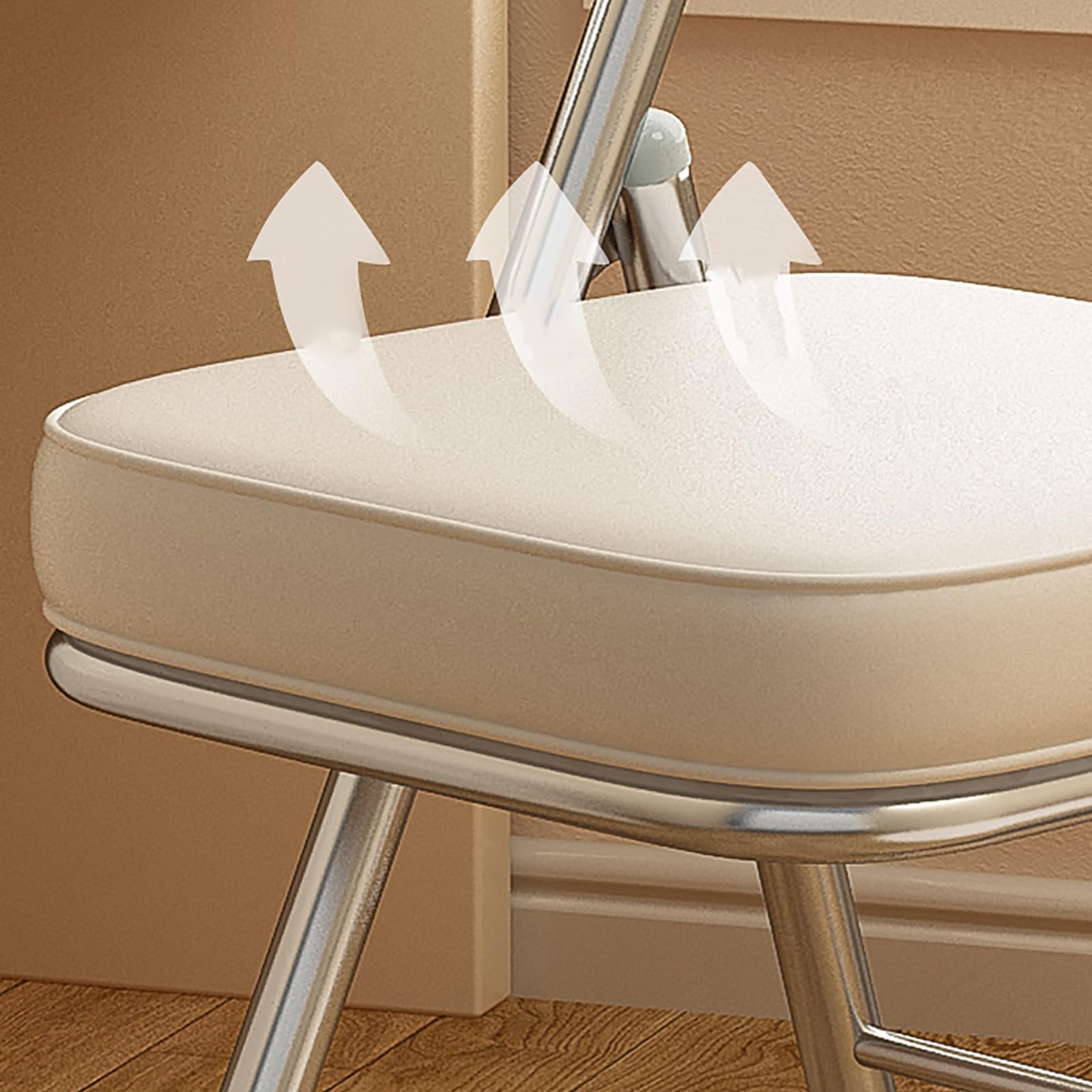 Sedie pieghevoli portatili con seduta imbottita, design spesso imbottito per casa, esterni ed eventi, gambe robuste color argento, facili da riporre e trasportare