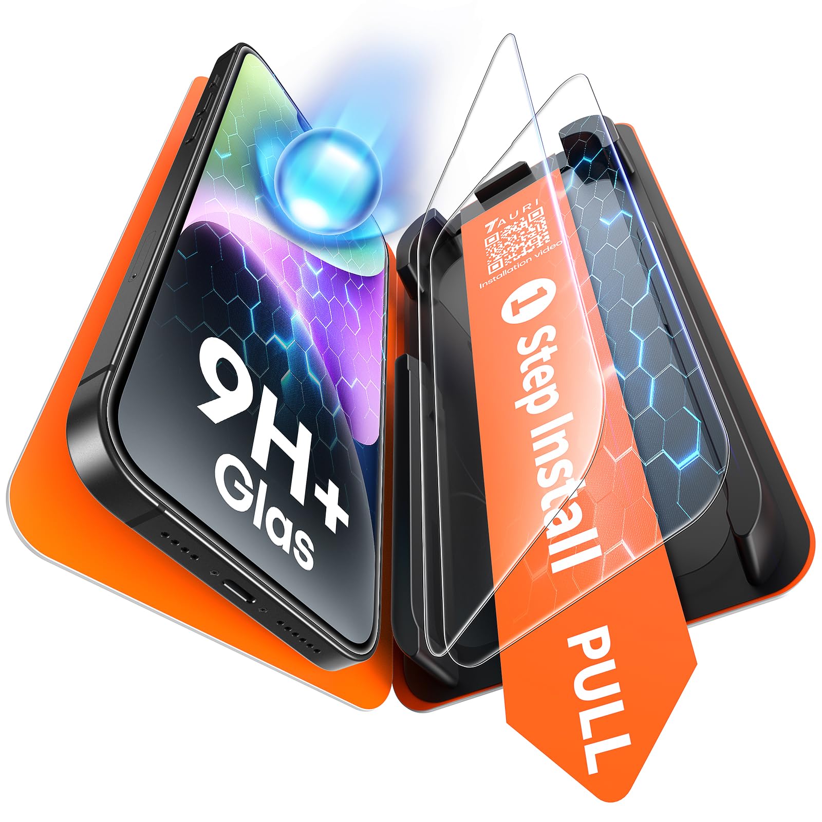 TAURI 2 Pack for iPhone 14 Screen Protector, 1-Step Install Clear