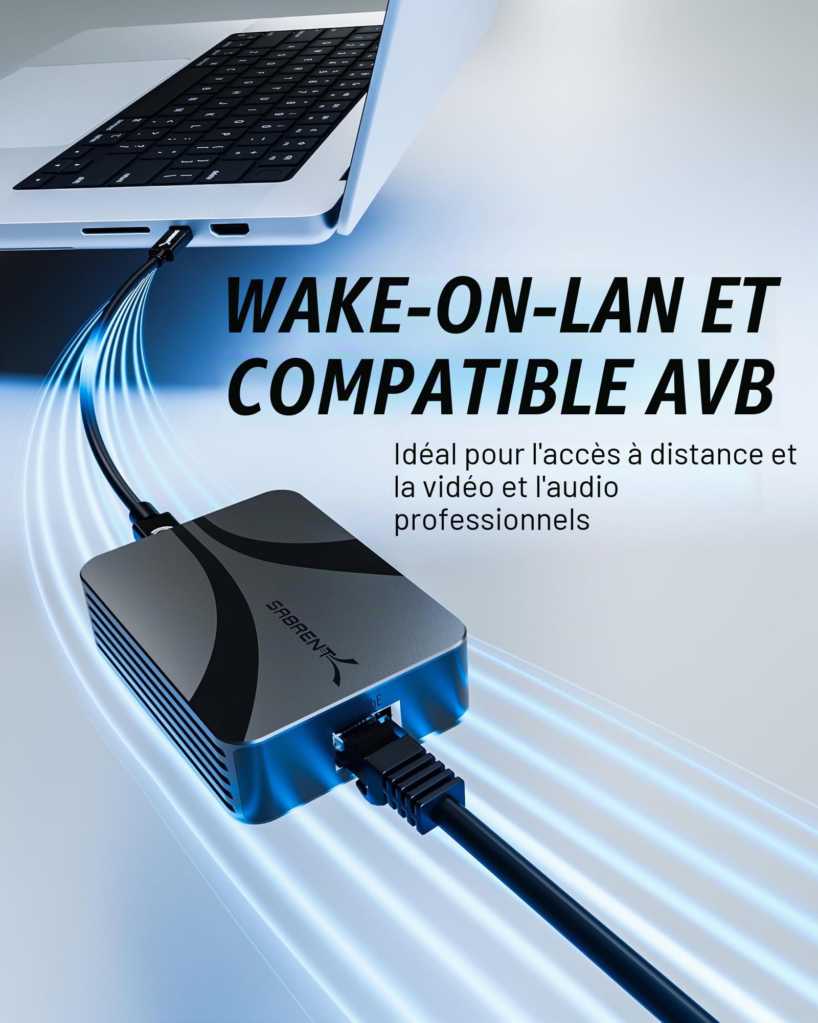SABRENT Adaptateur Thunderbolt/USB4 vers 10 Gigabit Ethernet, adaptateur réseau USB-C 10 GbE pour Thunderbolt 3/4/5 et USB4 uniquement (pas USB standard), aluminium, Wake-on-LAN, Multi-Gig 5G/2.5G/1G