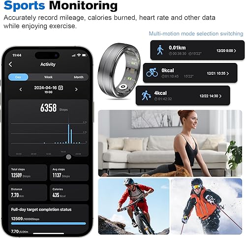 Miniatura 3 de Rastreador inteligente de salud con anillo para hombres y mujeres, anillo de fitness, carga rápida para uso duradero, para ejercicio podómetro,