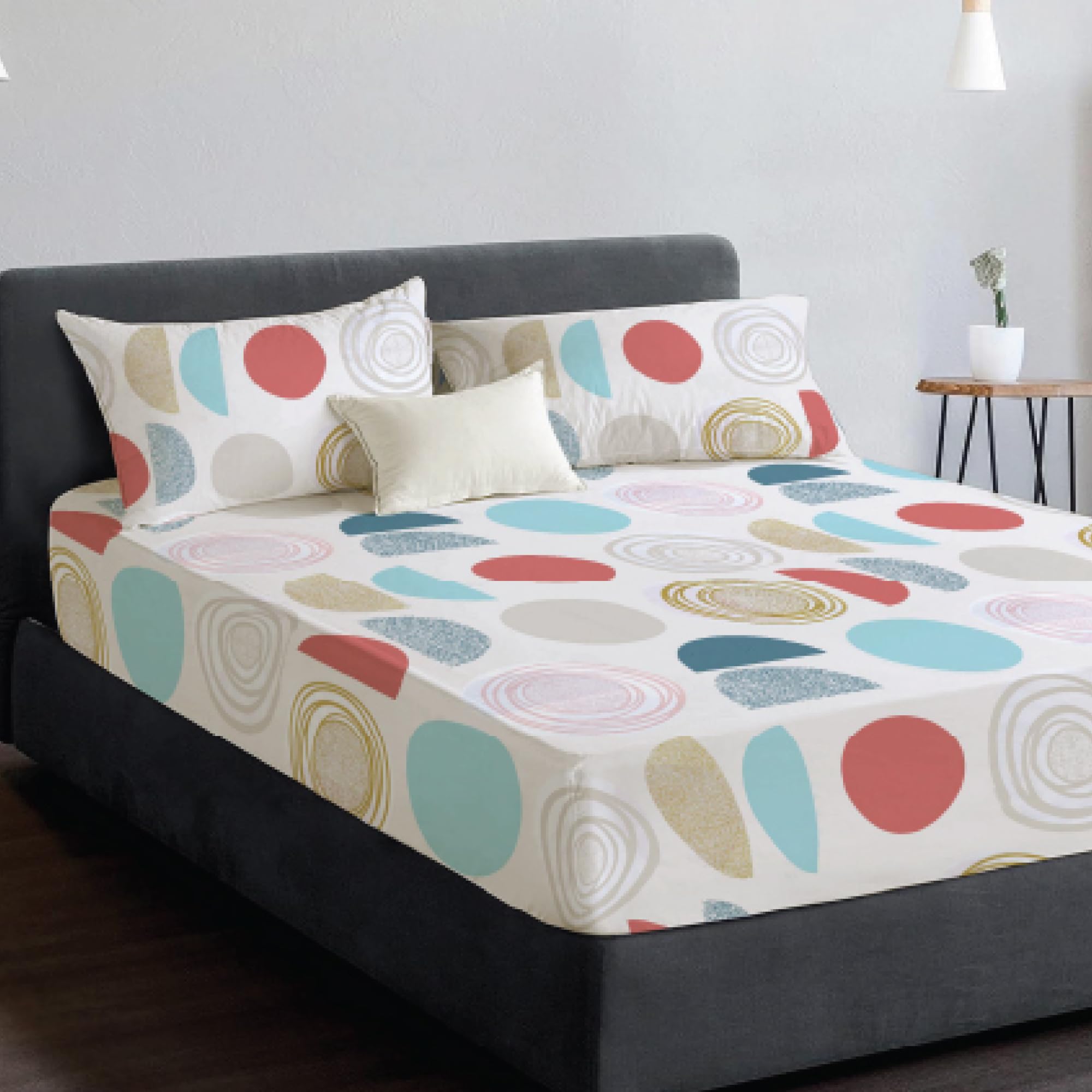 Reliancebedding Geo Bloom 100% Egyptian Cotton 400Tc 3Pc Single Fitted Sheet Set 30Cm Depth