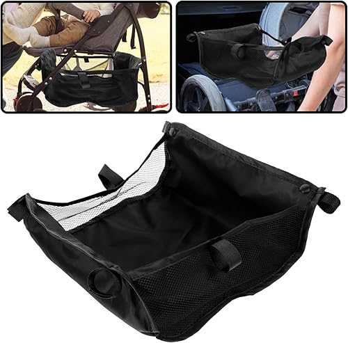 Miniatura 8 de VOSAREA Cesta de almacenamiento para cochecito de bebé, organizador de silla de bebé, bolsa de red debajo de la cesta inferior, tela Oxford, negro,