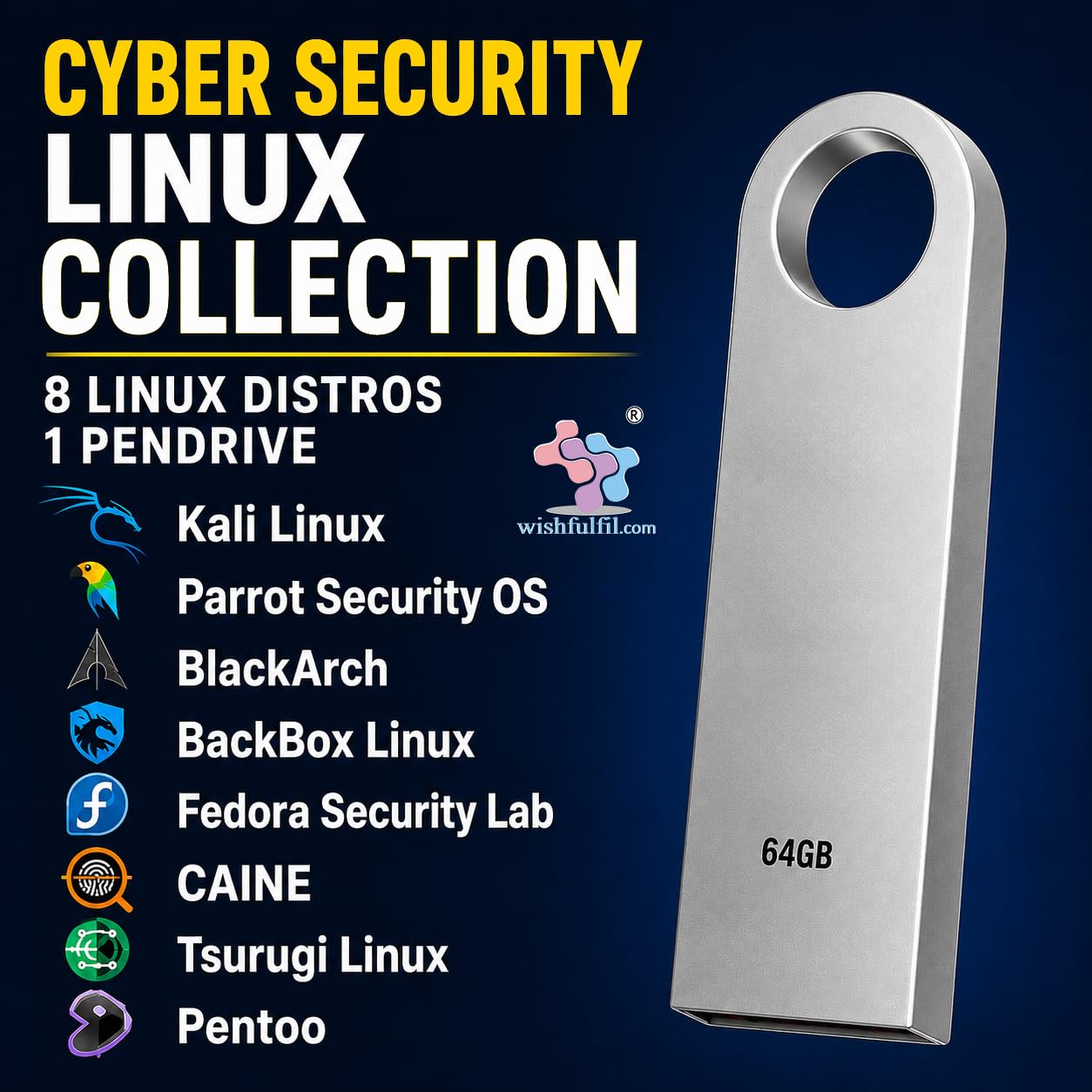 wishfulfil 8-in-1 Cyber Security Linux Collection Bootable 64GB 64 bit Bootable Installation – Kali Linux, Parrot Security OS, BlackArch, BackBox Linux, Fedora Security Lab, CAINE, Tsurugi Linux & Pentoo-image-24