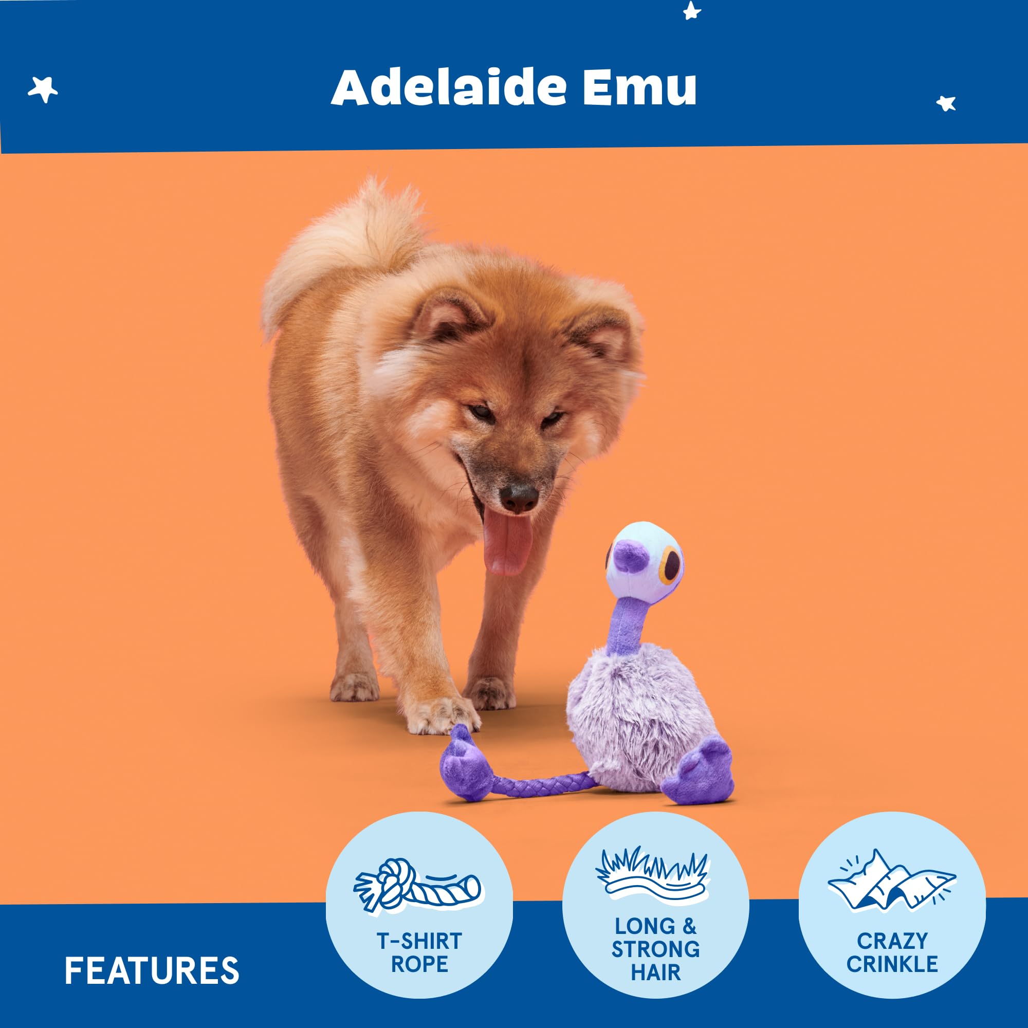 BARK Dog Toy Adelaide Emu Squeaky Plush Toy for Dogs Crazy Crinkle, Packed with Fluff, Long & Strong Hair To Shred - Image 4