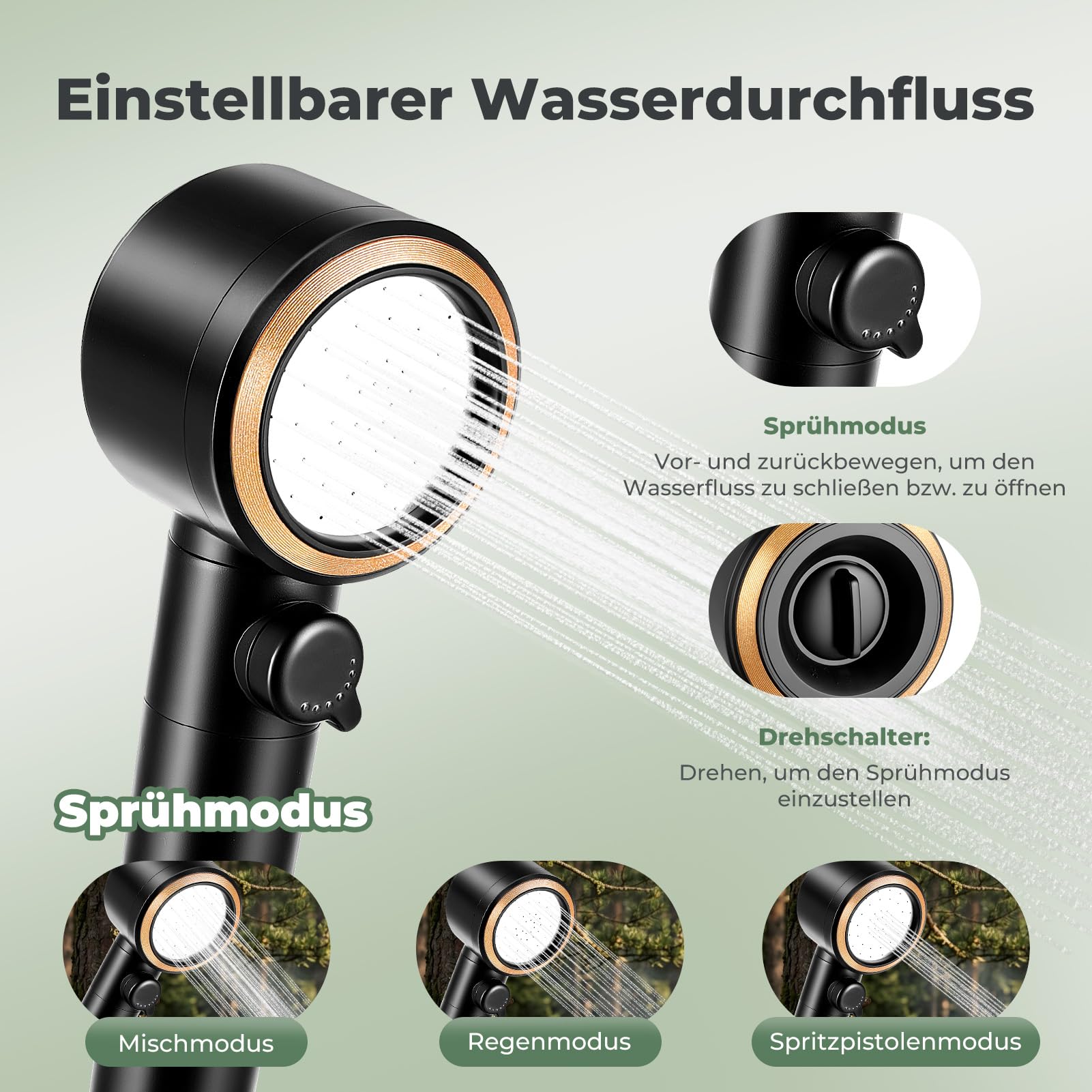 Campingdusche Tragbare mit 8000mAh Akku, Outdoor Dusche mit 3 Wasserabgabemodi, Mobile Dusche mit Temperaturanzeige & Schlauch, Sicher für 0-50°C, für Camping, Wandern, Haustiere