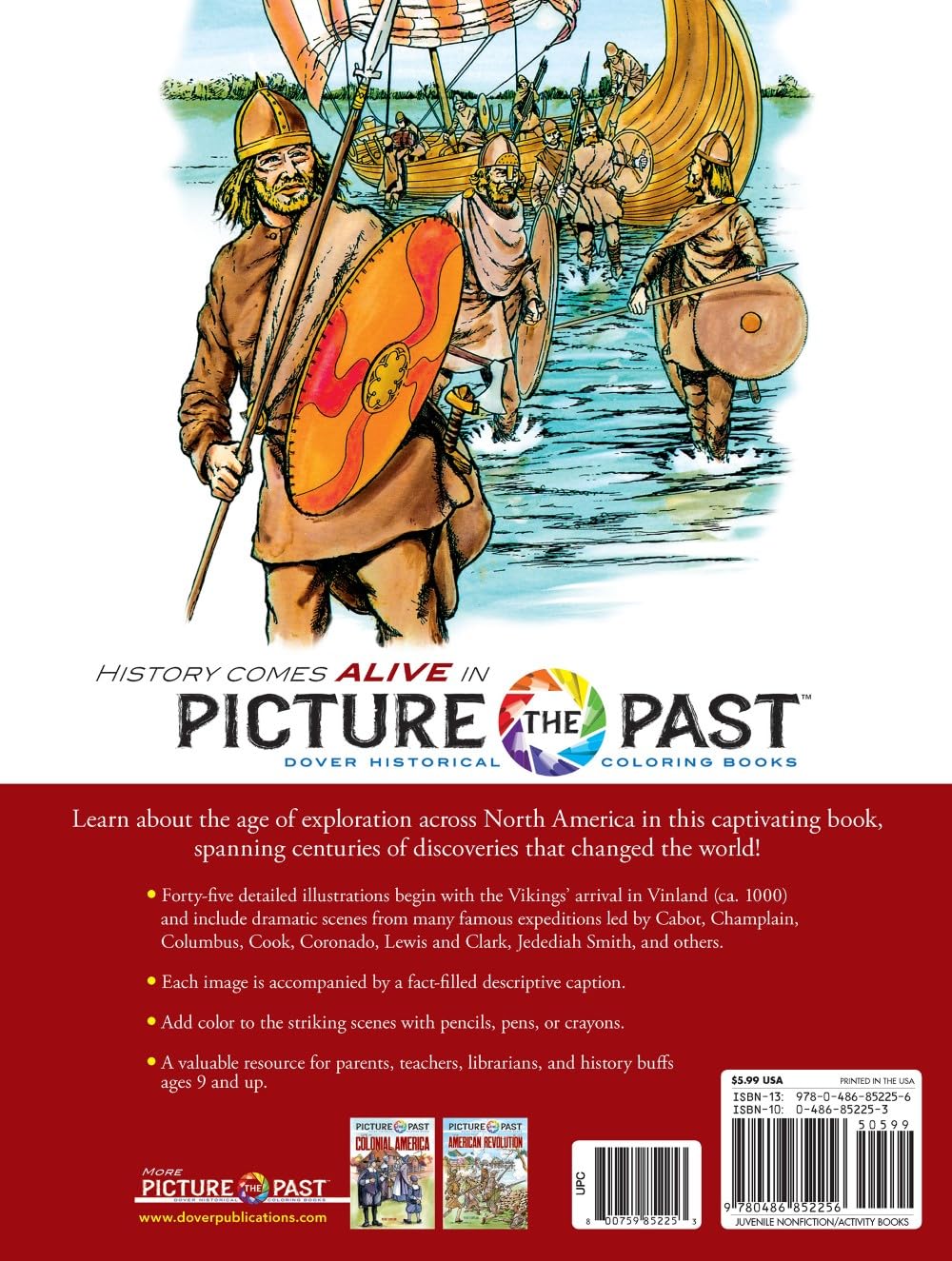 Picture the Past: The Exploration of North America: Historical Coloring Book