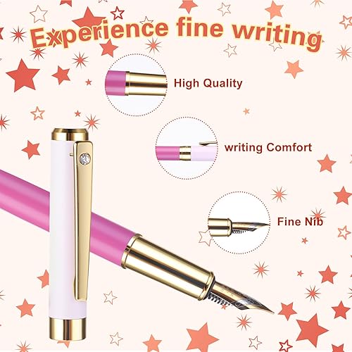 Miniatura 5 de Cobee Pluma estilográfica de metal estética (rosa)