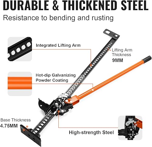 Miniatura 4 de VEVOR Farm Jack Jack - Gato de elevación alta de 48 pulgadas, capacidad de 7000 libras de trinquete para Jeep Jack, gato de granja resistente para