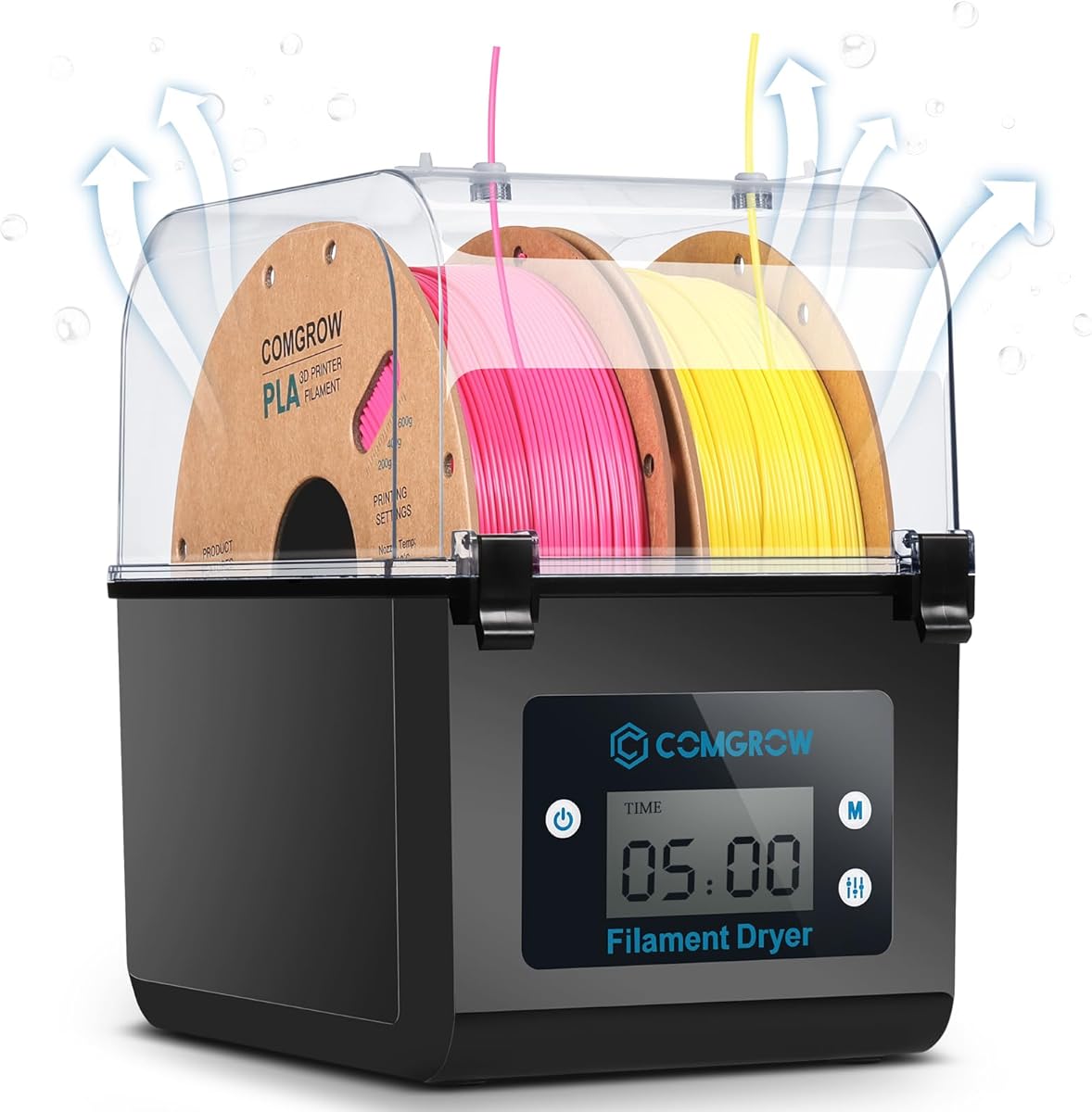 Comgrow 3D Printer Filament Dryer Box, Comgrow 3D Filament Storages, Keeping Filaments Dry During 3D Printing, Compatible with 1.75mm/2.85mm PLA ABS Material, Filament Dehydrator, Spool Holder