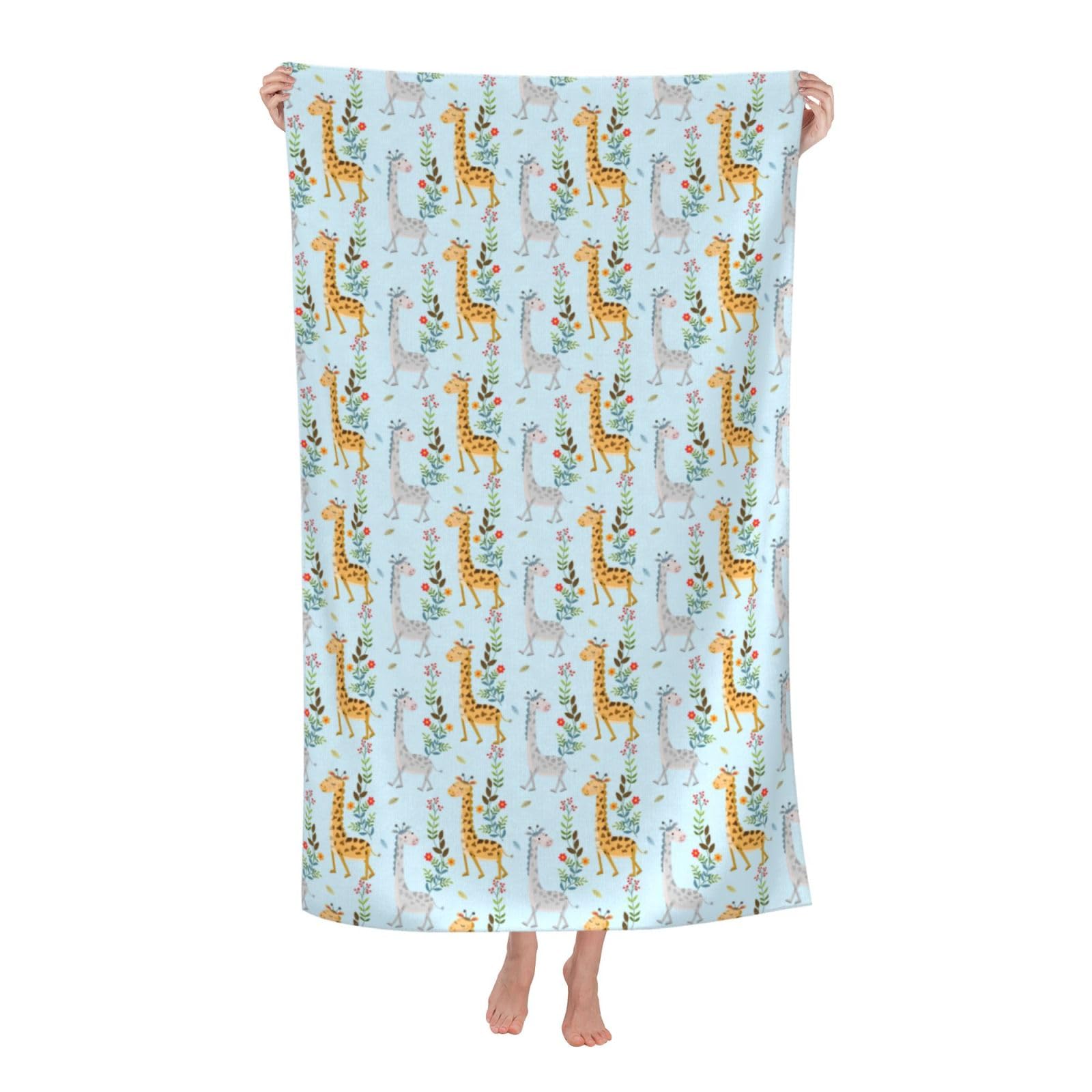 Cbaaghh Cute Giraffe Flowers Print Adult Beach Towels,Beach & Pool Towel,Beach Towels,Towels For Camping