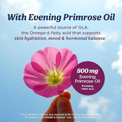 Miniatura 4 de Suplemento de Omega 3 para Mujeres Aceite de Pescado con Onagra Equilibrio Hormonal, Apoyo para la Piel y el Bienestar 600MG Omega3 + 800MG