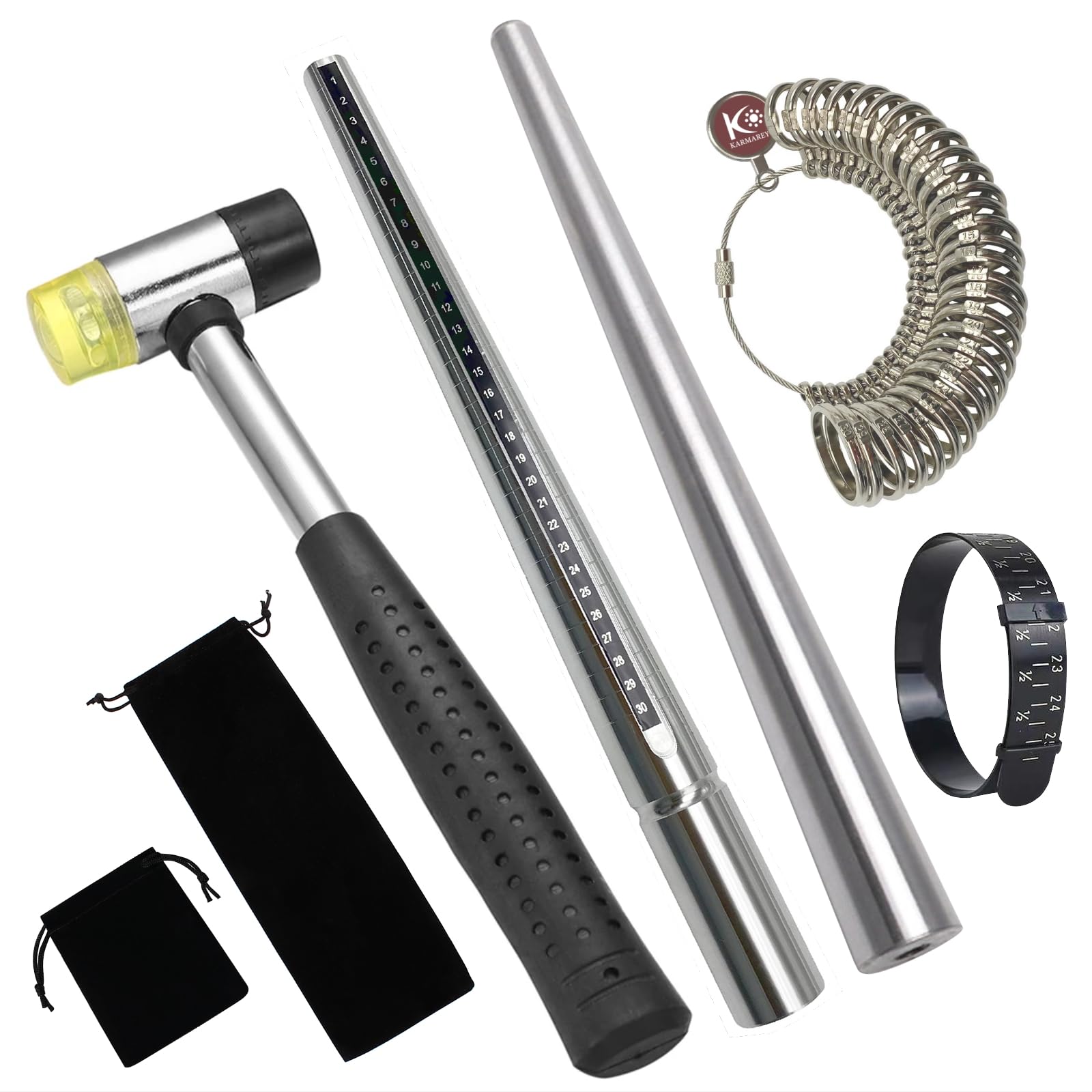 Amazon.co.jp: KARMAREY 指輪 計測＆変形直し 彫金 工具 5点セット  