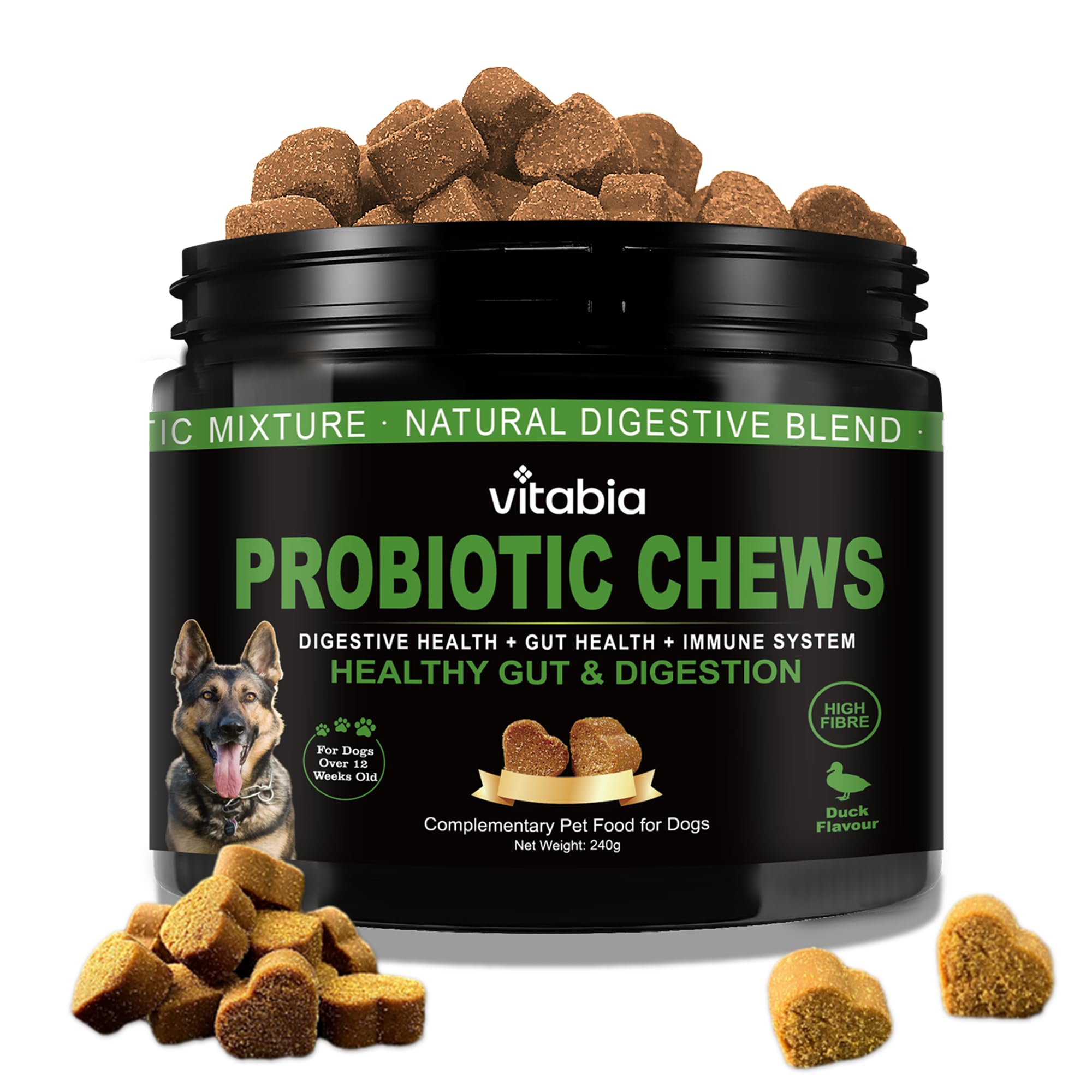 Probiotics for Dogs with Prebiotic Fiber - Dog Probiotics Gut Health Chews for Digestion, Anal Gland Care & Skin Support with Pumpkin & Psyllium Husk - Dog Supplements