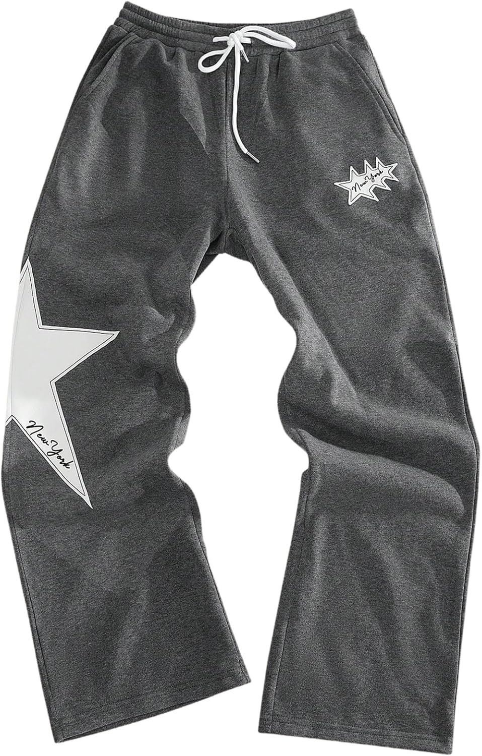 Men's Baggy Sweatpants Wide Leg Sweatpants Y2k Star Graphic Print Stacked Workout Jogger Track Pants Trousers