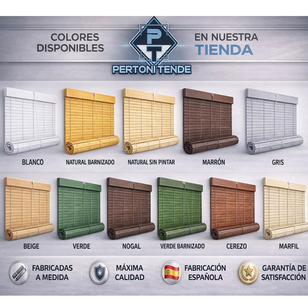 Persiana Alicantina Enrollable A Medida de Madera Color Blanco | Freno y Polea Metálicos | PERTONI TENDE (Ancho 120cm x 90cm Largo)