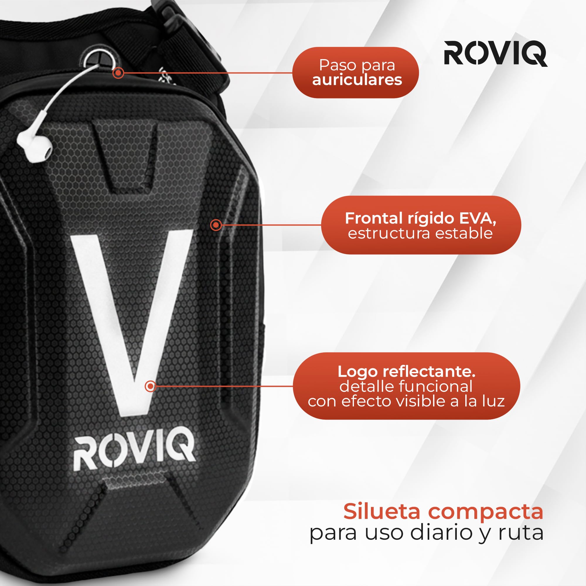 ROVIQ Pernera Moto Unisex, Bolsa Pierna Moto expandible 10-16 cm con 2 Compartimentos, Frontal EVA/PU semirrígido, Bolsillo Ice Card, 2 Ice Cards y mosquetón - Accesorios Moto — view 3