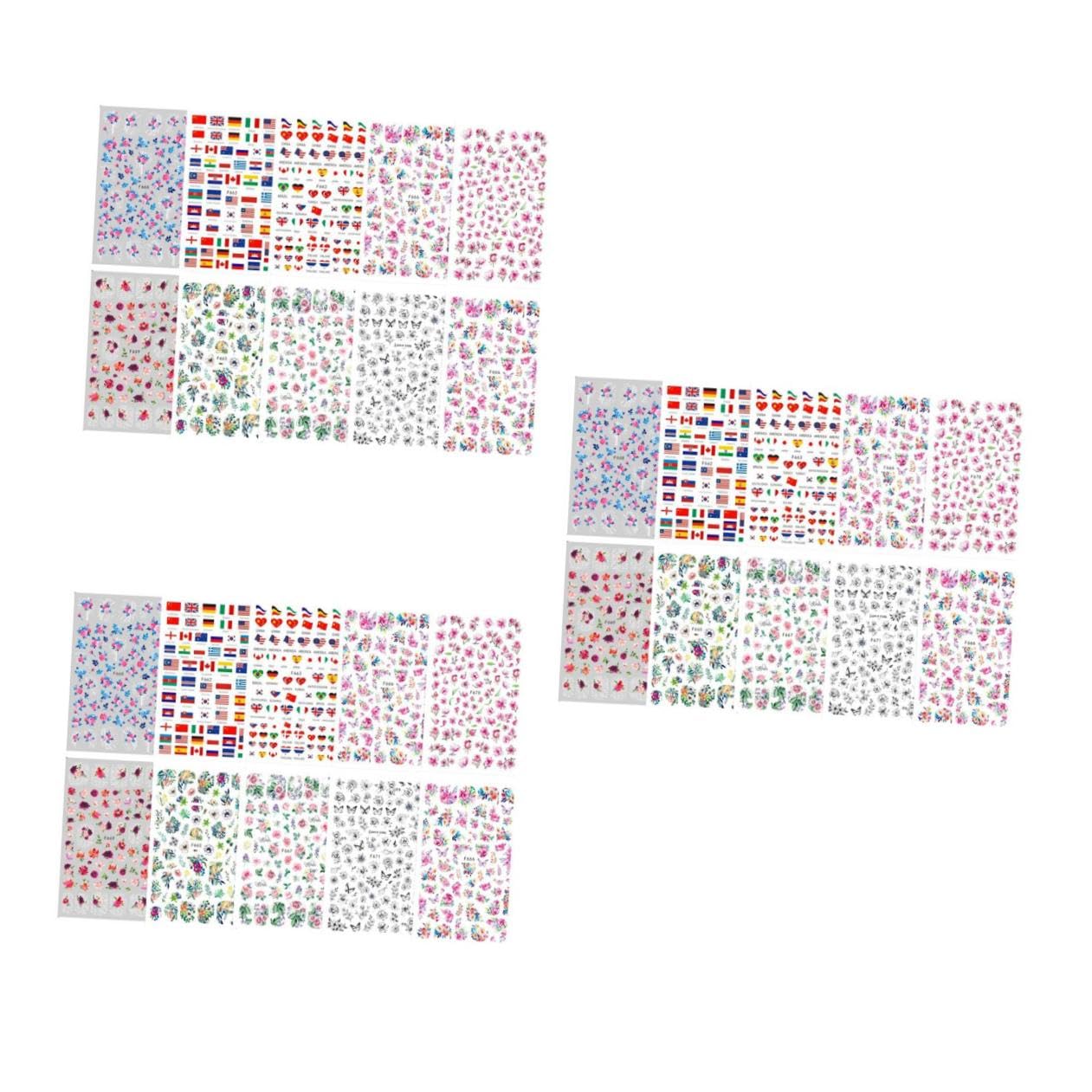 Beaupretty 3 Juegos Marcar Flor 3d Adhesivo Adhesivo Para Uñas Sticker Paper Gel Uñas Gel Nails Pegatinas De Uñas Encantadoras Calcomanías De Uñas De Flores 10 Uds * 3