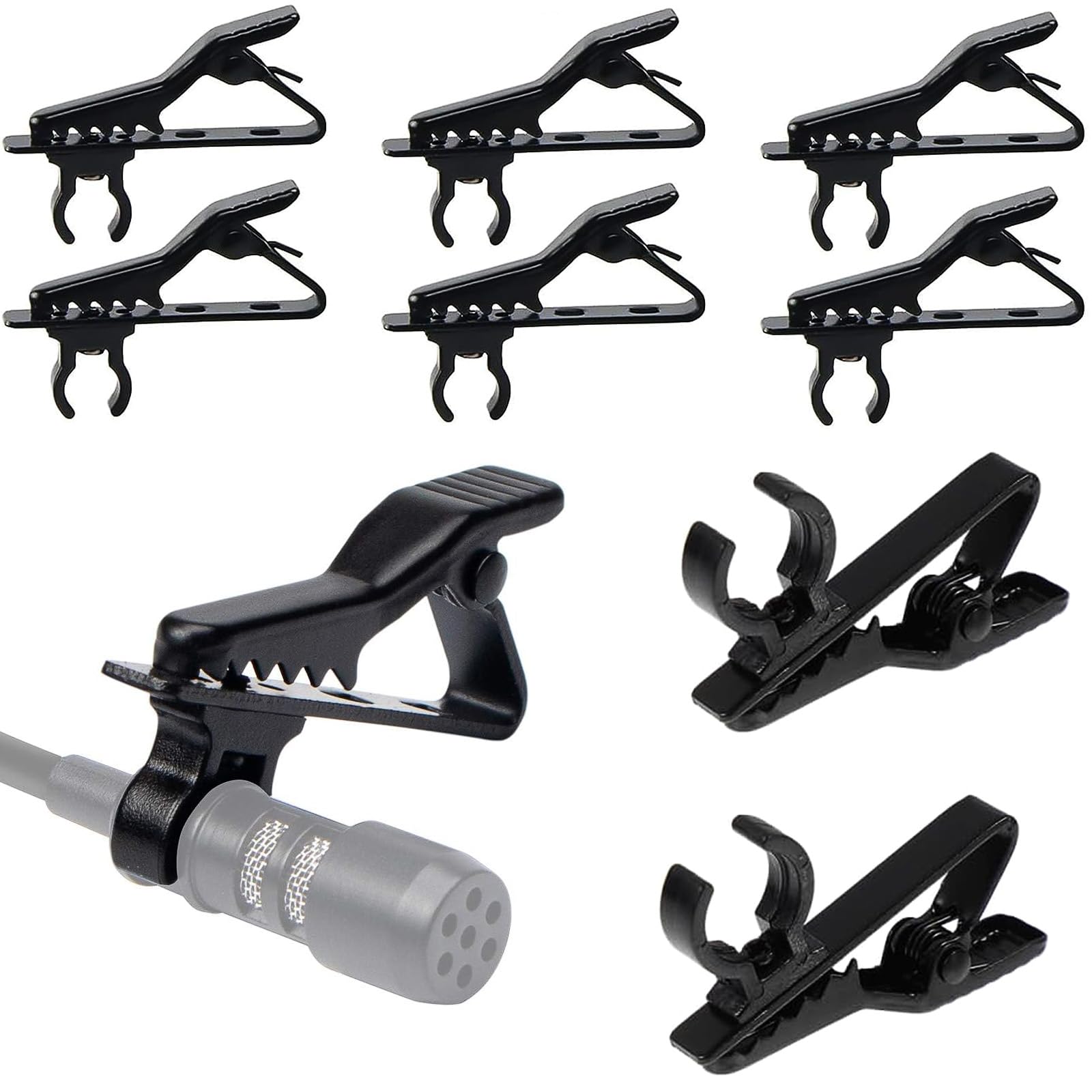 Lavaliermikrofon Clip,10 Stück Mikrofon Mic Clips,Metall Mikrofon Clip,Mini Mic Lavalier Clip,Schwarzer Kragenclip,Kleine Draht Clips für Interview Meeting Lectures Online Chat