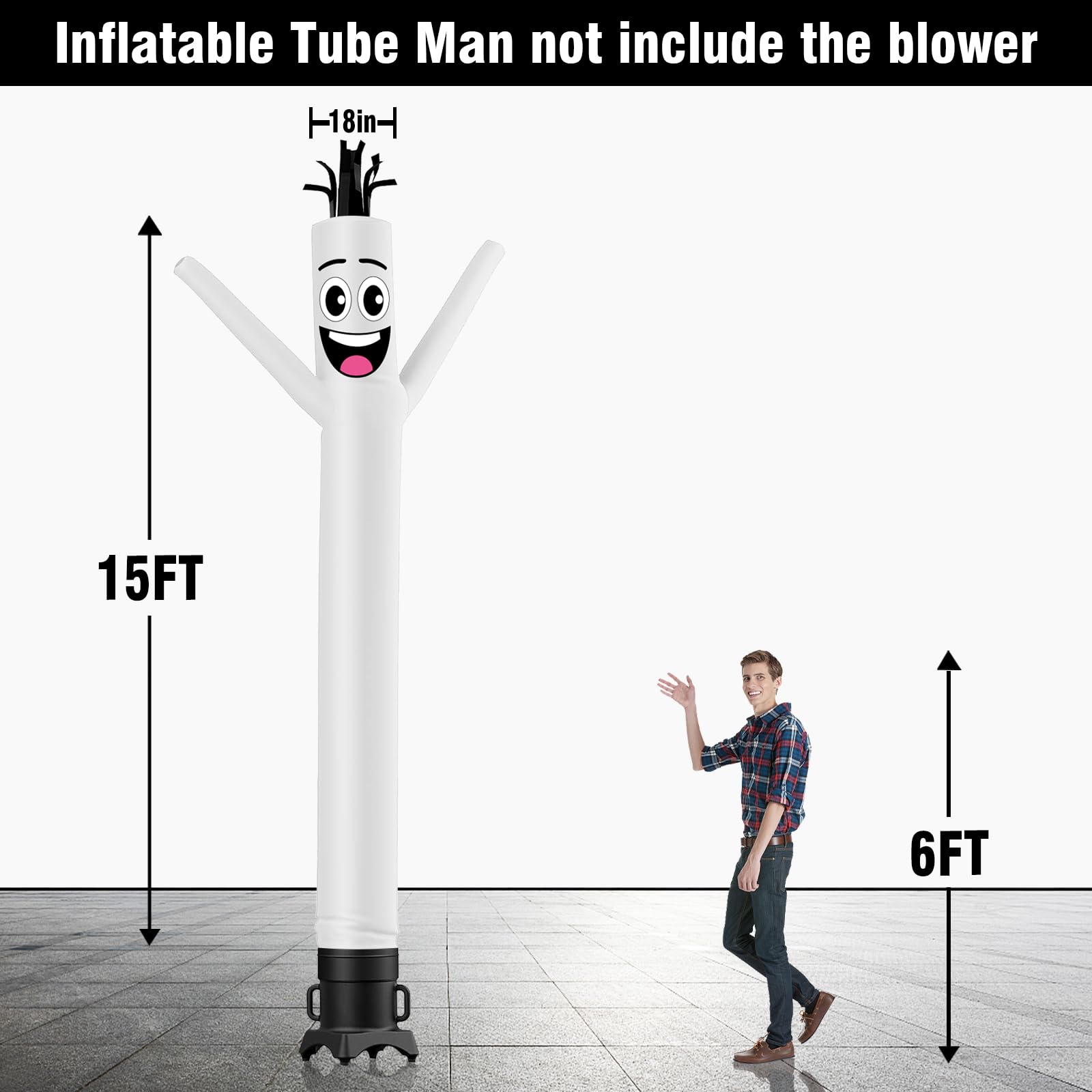 20FT Tall Inflatable Tube Man BBQ Wacky Wavy Dancing Guy  18''Diameter  For Outdoor Decoration Advertising Business Promotion Blower Not Included