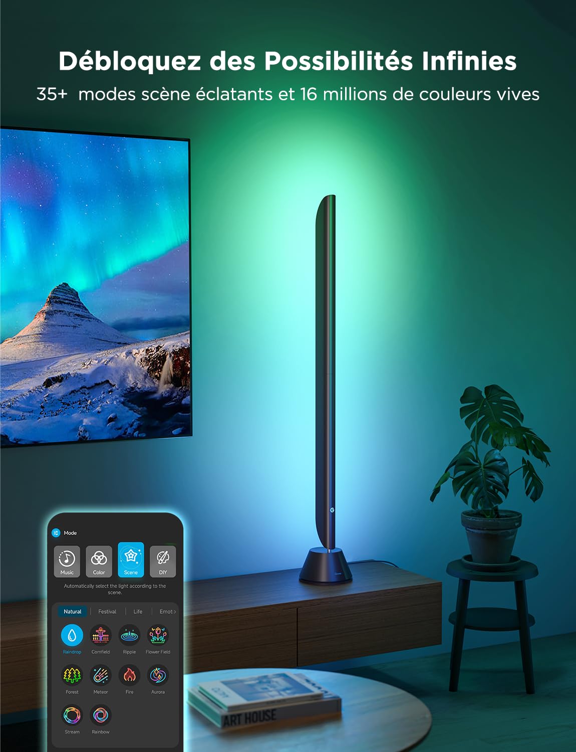 Govee Barra LED pour TV, Barre Lumineuse RGBIC de 31 Pouces, Plus d’Options de Positionnement, Rétroéclairage TV pour Écrans de 70 à 85 Pouces