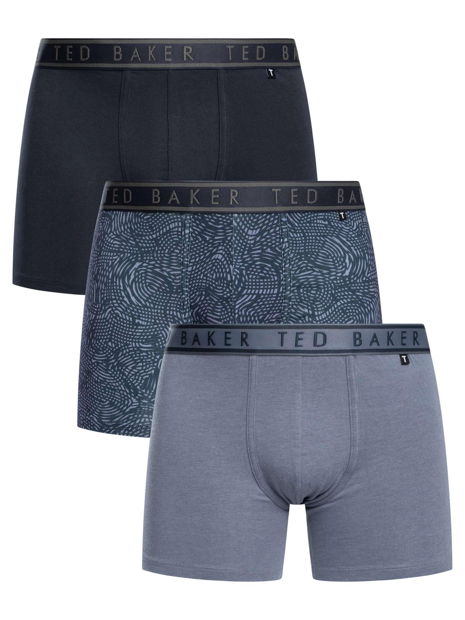 Ted Baker 3-Pack Cotton Fashion Boxer Brief,Navy/Amythys/Folkstone Grey,M