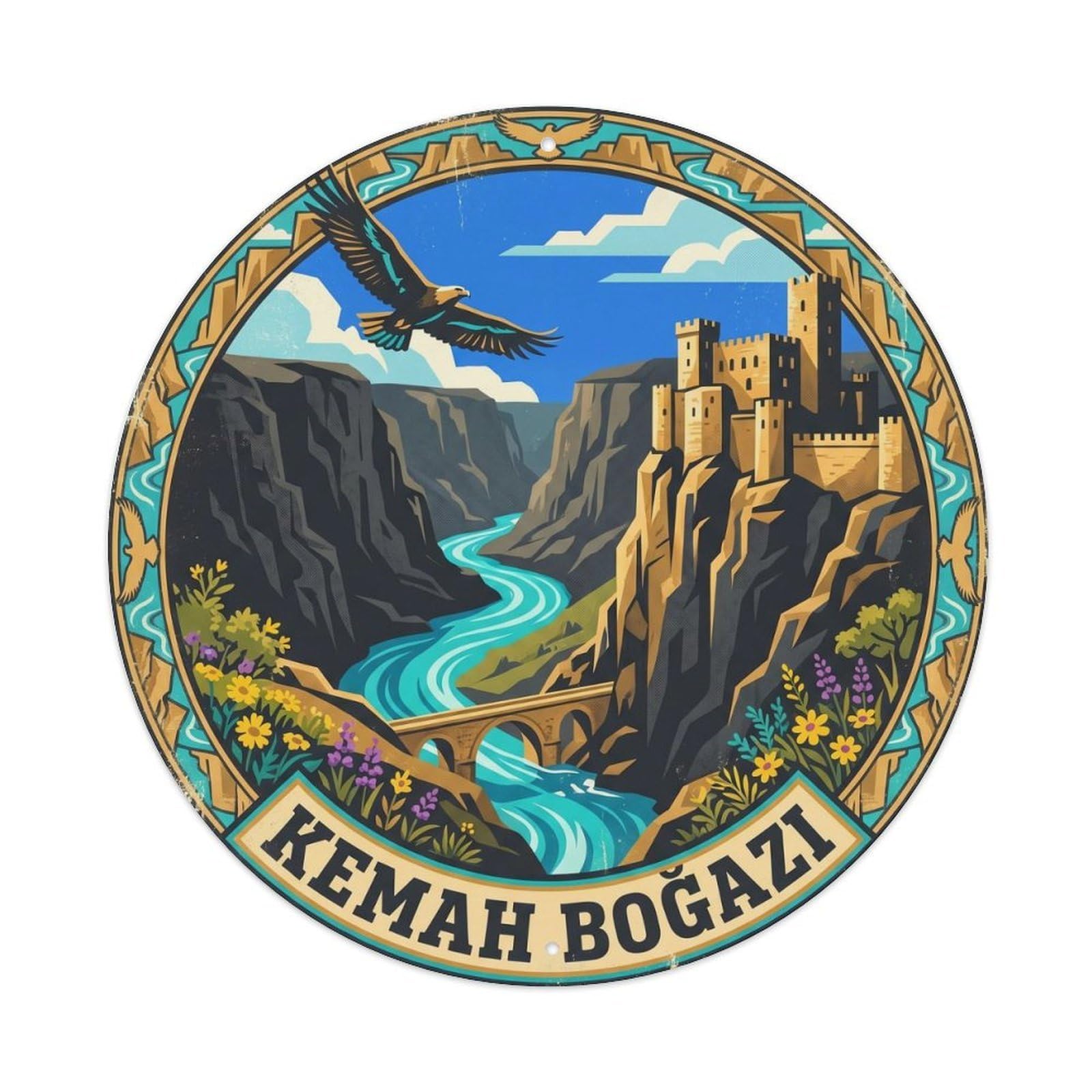 Kemah Gorge River Valley Turkey Adventure Metal Tin Sign