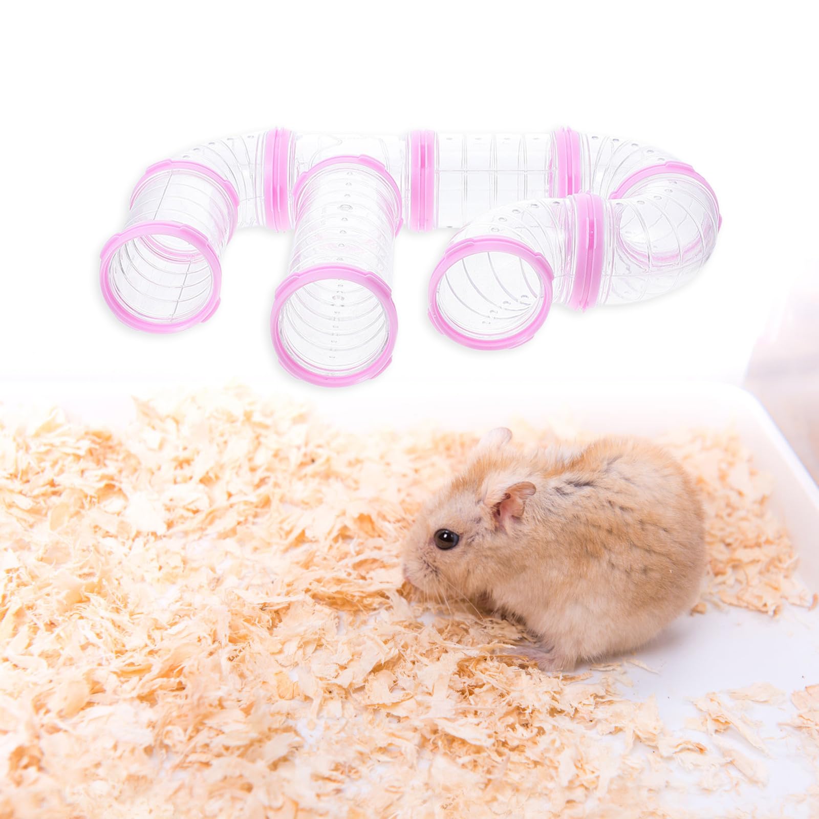Luxshiny 16 Pièces Kit Tubes Transparents pour Hamster Tunnels Modulables en Plastique Rose et Violet Accessoires Cage Hamster à Monter Soi-Même Tunnel pour Petits Rongeurs Jeu