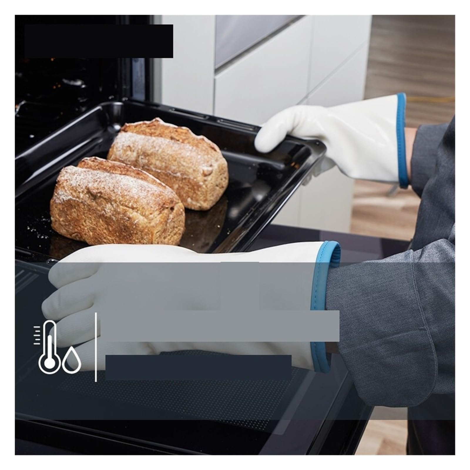 Guantes S600, compatible con LANON, silicona líquida horno parrilla | Guantes de trabajo impermeables con forro polar coral para horno, BBQ, preparación, lavado(XL)