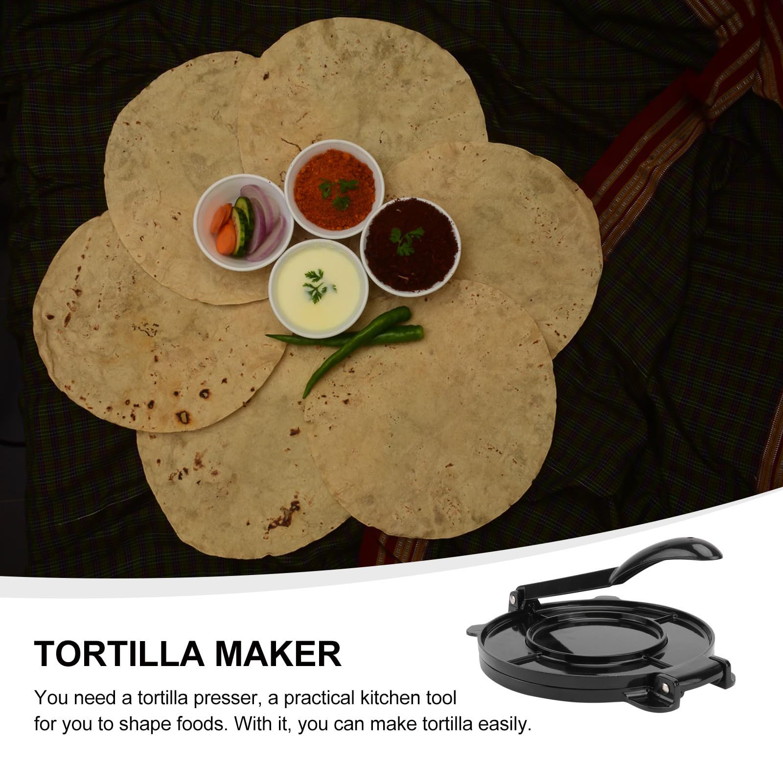 Prensa para Tortillas de Aluminio Plata de 20cm Plegable