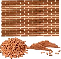 Civaner 350pcs Red Mini Bricks 1/35 Scale - Tiny Clay Wall Blocks for Dollhouse, Christmas Village, DIY Crafts & Miniature Gardens