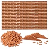 Civaner 350 Pcs Mini Bricks for Landscaping Building Construction Wall Bricks Small Miniature Tiny Clay Model for Crafts Fake Blocks for DIY Dollhouse Christmas Village Garden, 1/35 Scale(Red)