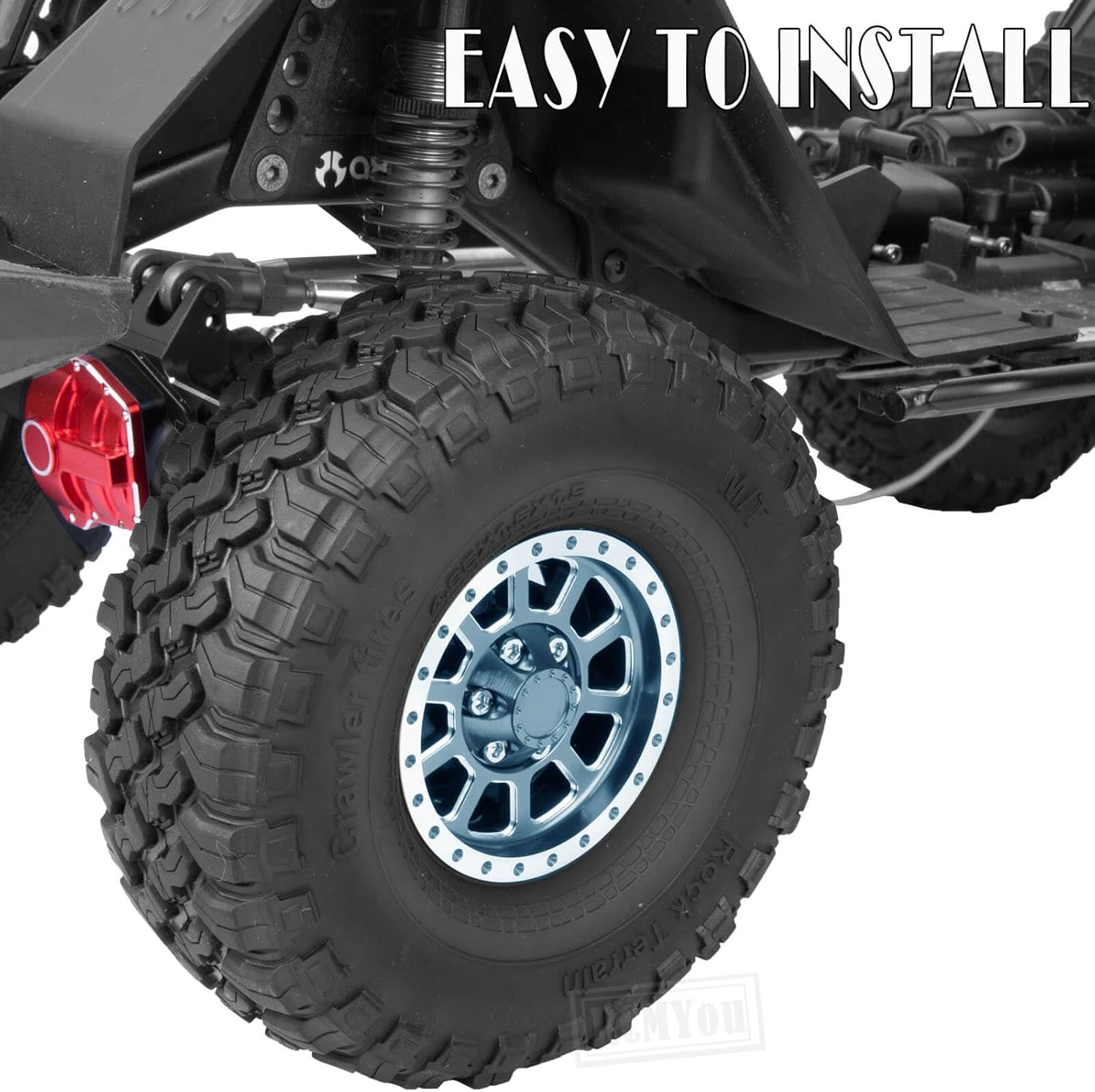 Rc 1.9 Inch Wheel Rims & Tires Wheels for 1/10 RC Crawler Car SCX10 SCX10 II 90046 SCX10 III TRX6 TRX4 D90 Gen8 VS4-10 CFX MST,4pcs Aluminum RC 1.9 Beadlock Wheel,Titanium