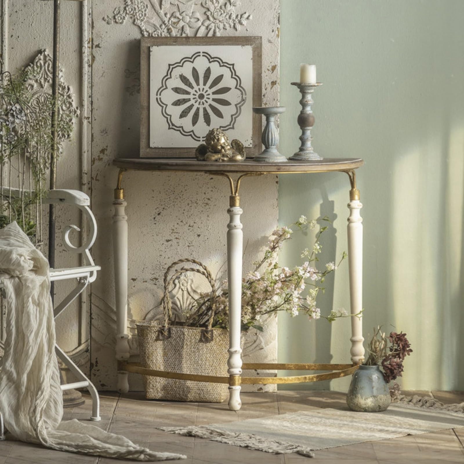 Mesa de sofá decorativa para pasillos estrechos que evita golpes por esquinas