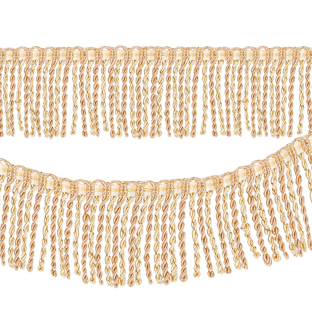 BENECREAT Garniture à Franges à Coudre Style Ethnique 10m, Garniture De Frange De Motif De Losange De Gland De Polyester De Deux Tons Pour La Draperie Rideau Oreiller Tapis Frange Parapluie Décoratif