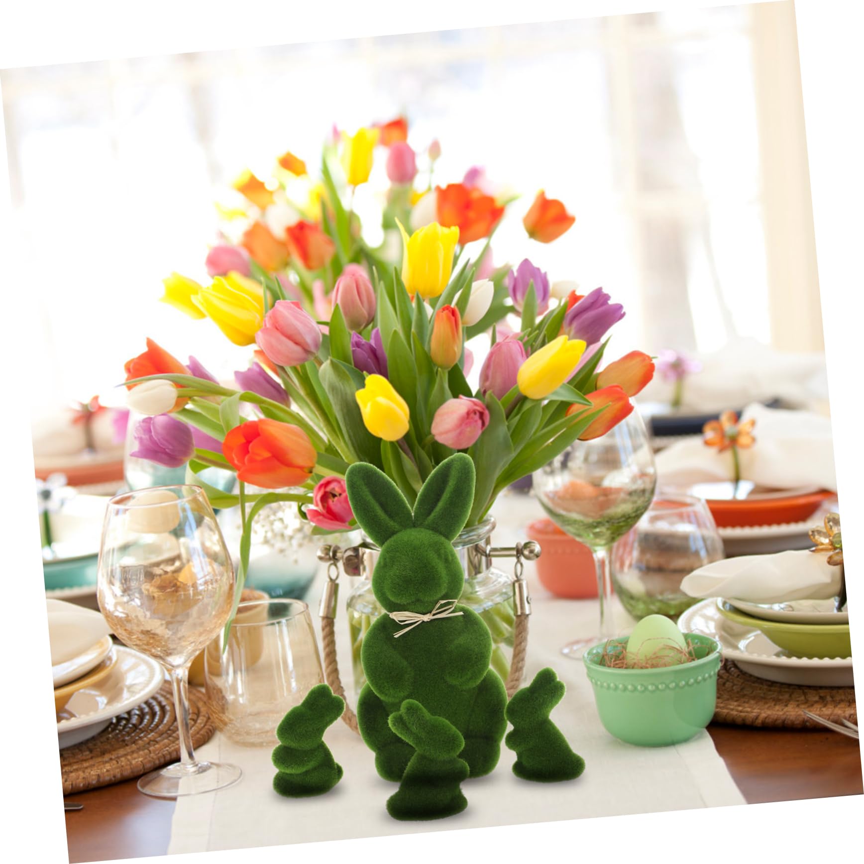 ULTECHNOVO 12pièces Décoration De Pâques Lapin Mousse Simulé pour Bureau Mariage Et Bureau Ornement De Table Adorable pour Salon Et Chambre